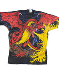 90s Liquid Blue Dragon AOP Black T-Shirt XL