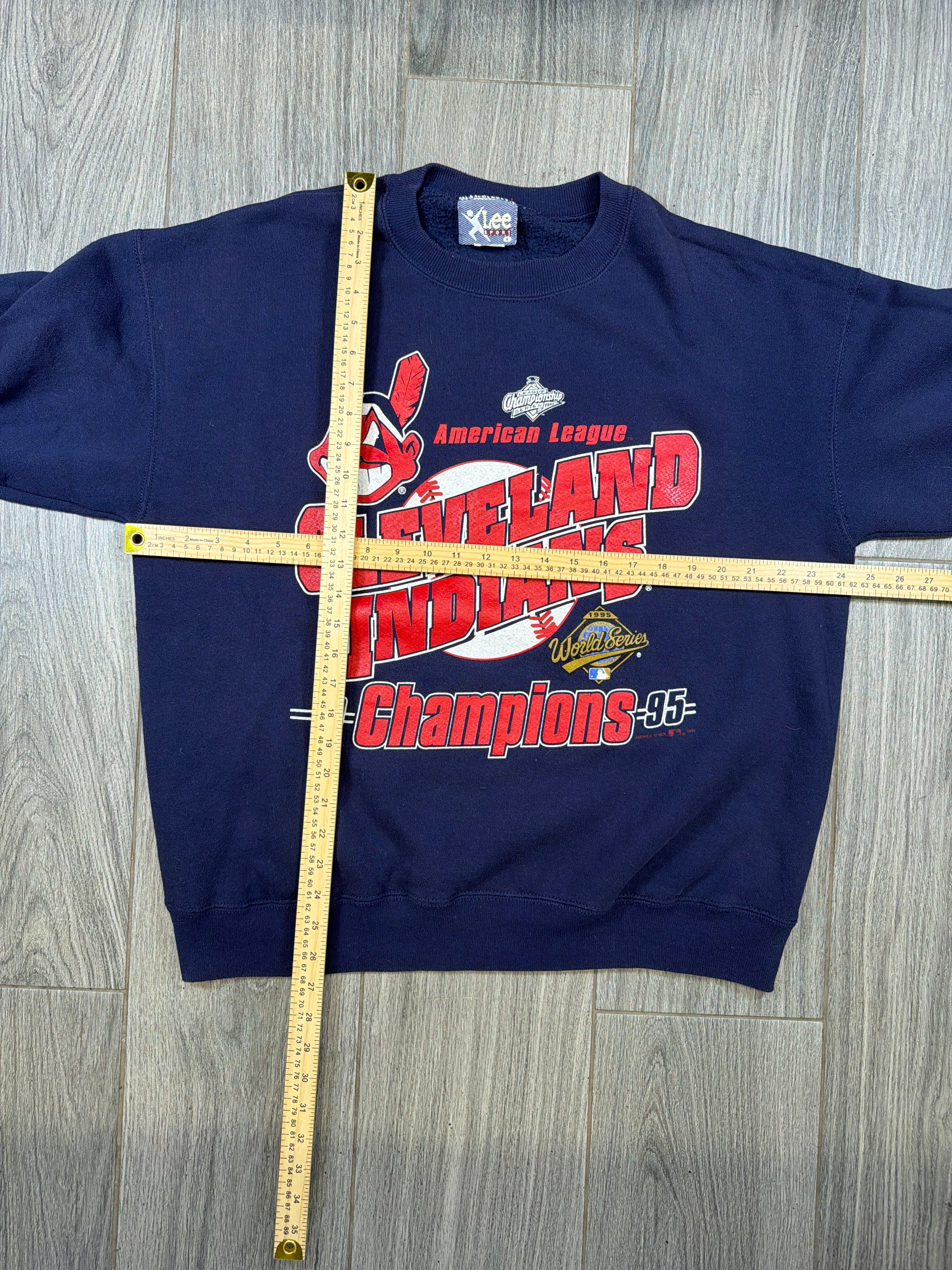 Cleveland Indians '95 World Series Champions Navy Crewneck Sweater Large