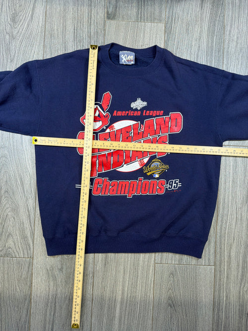 Cleveland Indians '95 World Series Champions Navy Crewneck Sweater Large