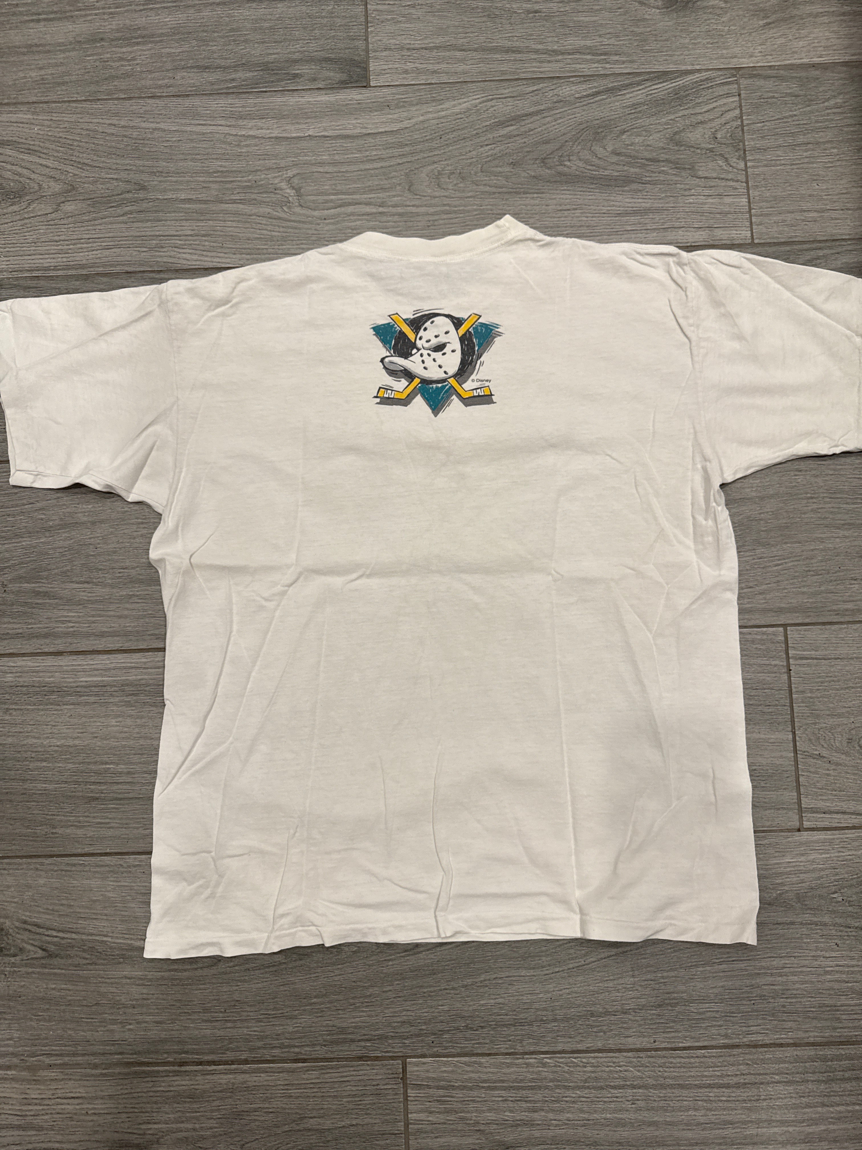 90s Anaheim Mighty Ducks Hockey Sports White T-Shirt XL