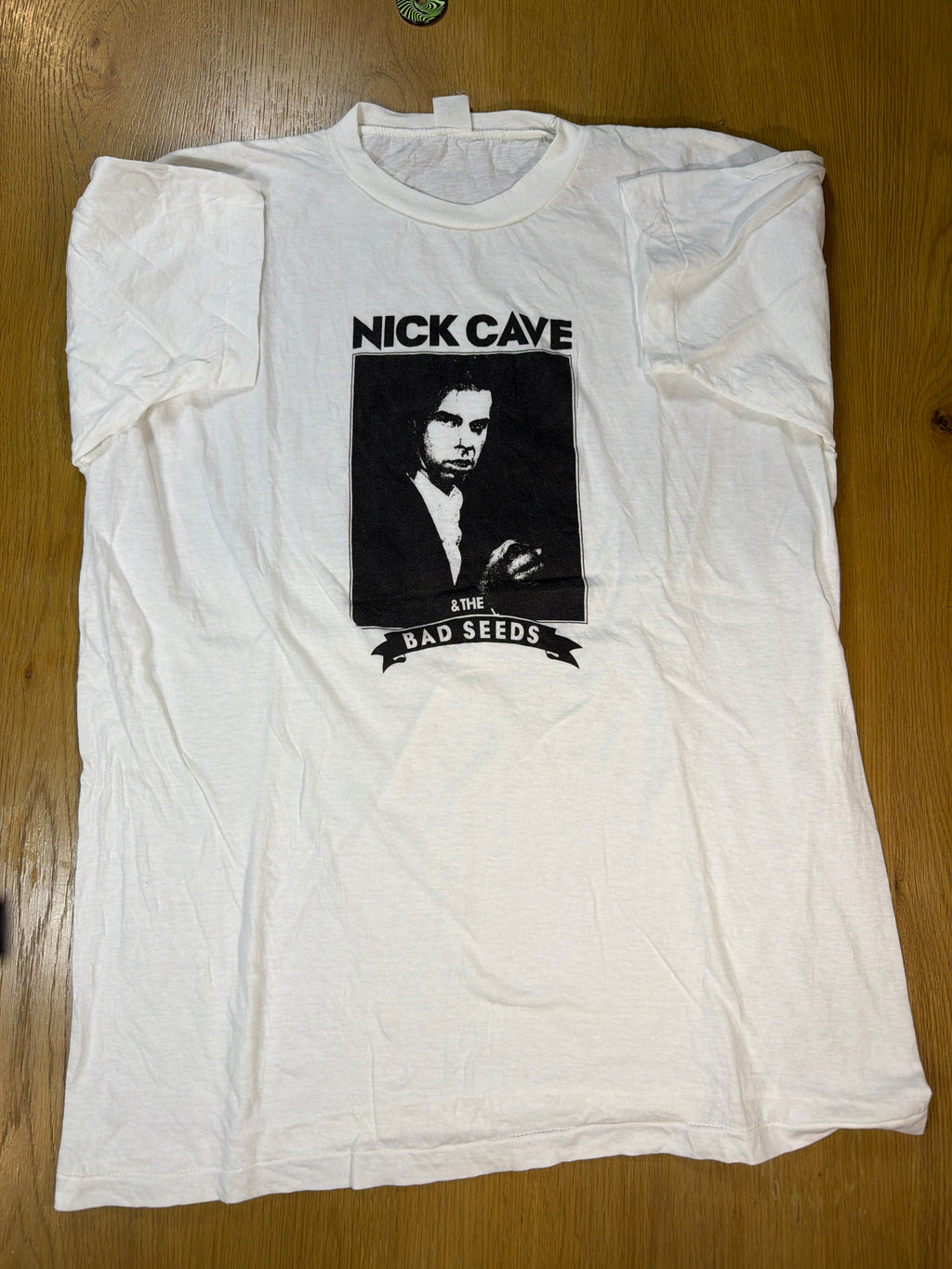 Nick Cave and the Bad Seeds 80s Vintage Goth Band White T-Shirt Large