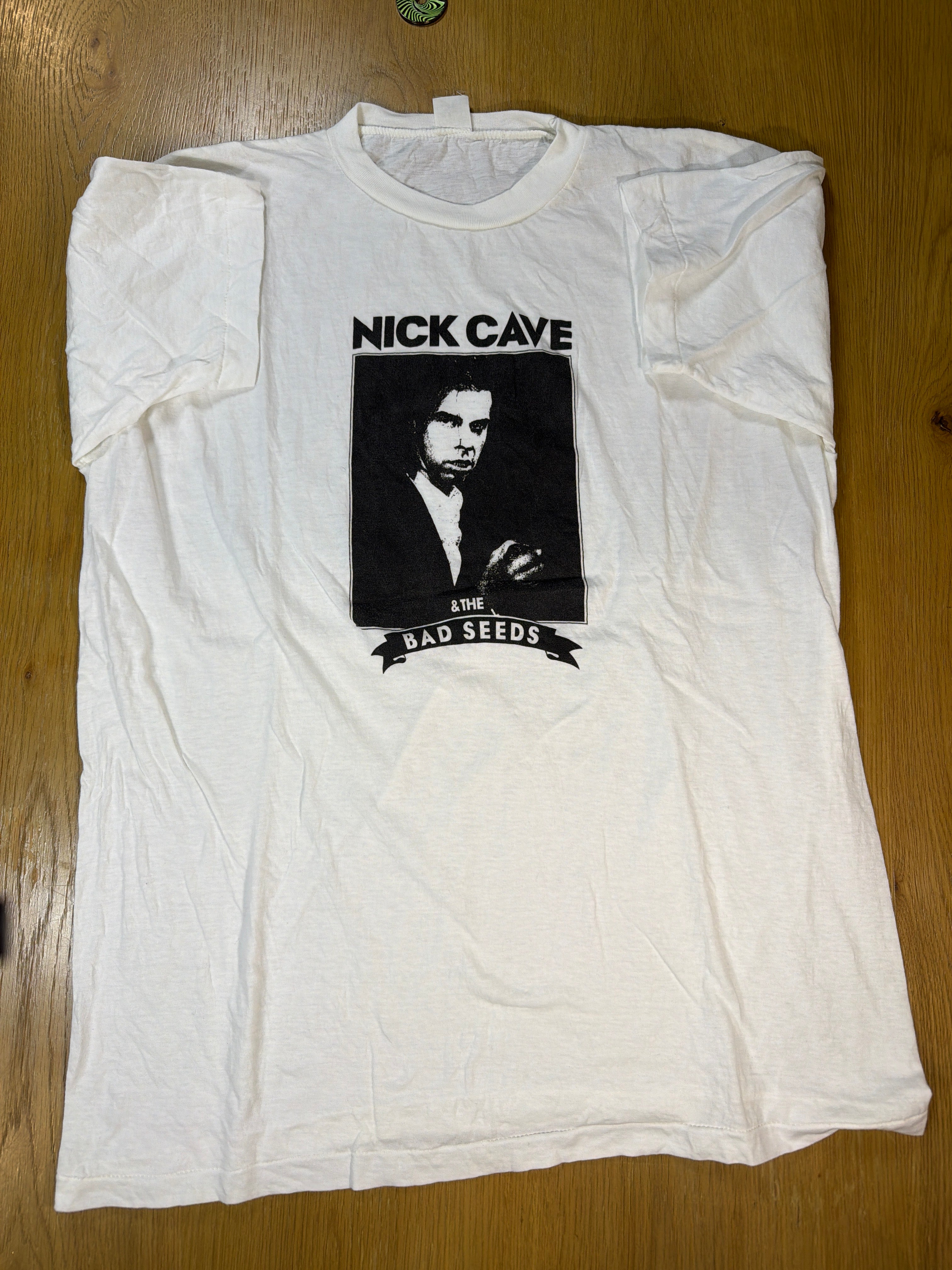 Nick Cave and the Bad Seeds 80s Vintage Goth Band White T-Shirt Large