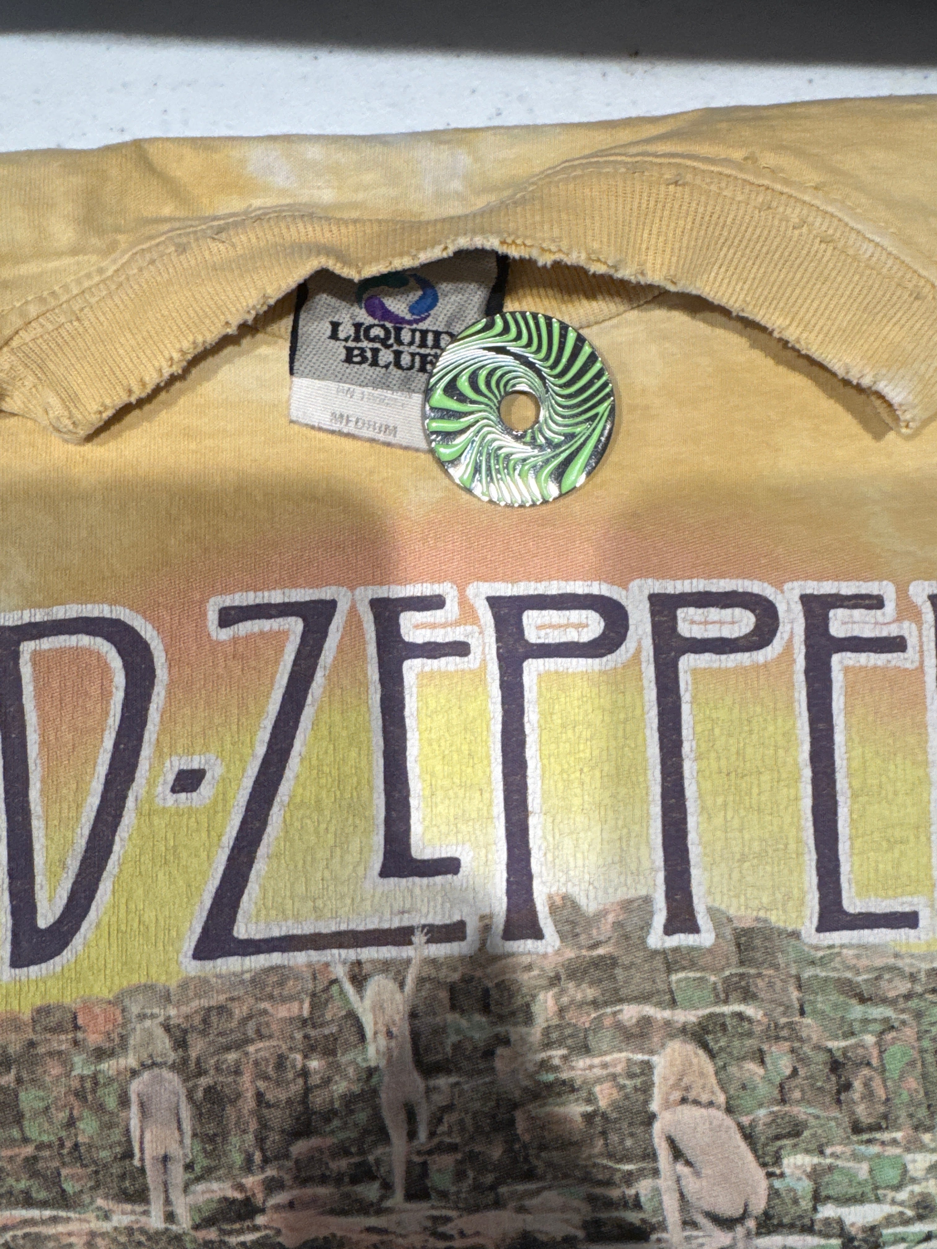 2003 Led Zeppelin Houses of the Holy Liquid Blue Tie Dye T-Shirt Medium