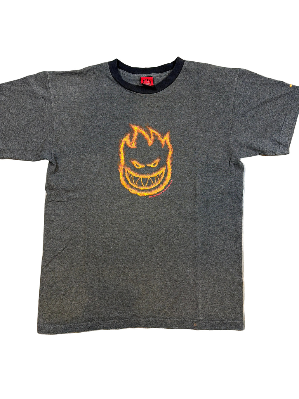 Spitfire Wheels Skateboarding Distressed Black 00s T-Shirt Large
