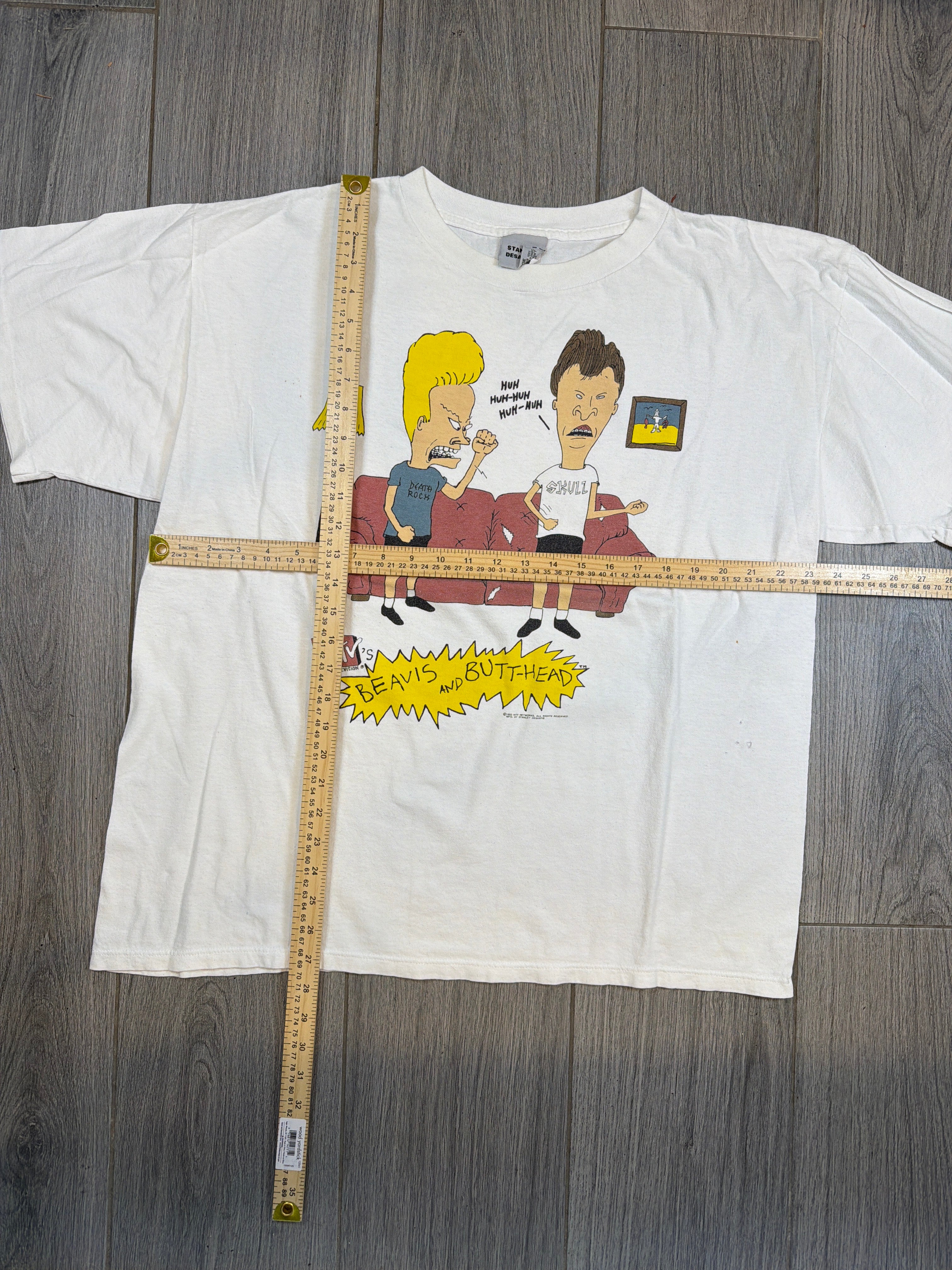 1993 Beavis and Butthead Couch Stanley Desantis White T-Shirt XL