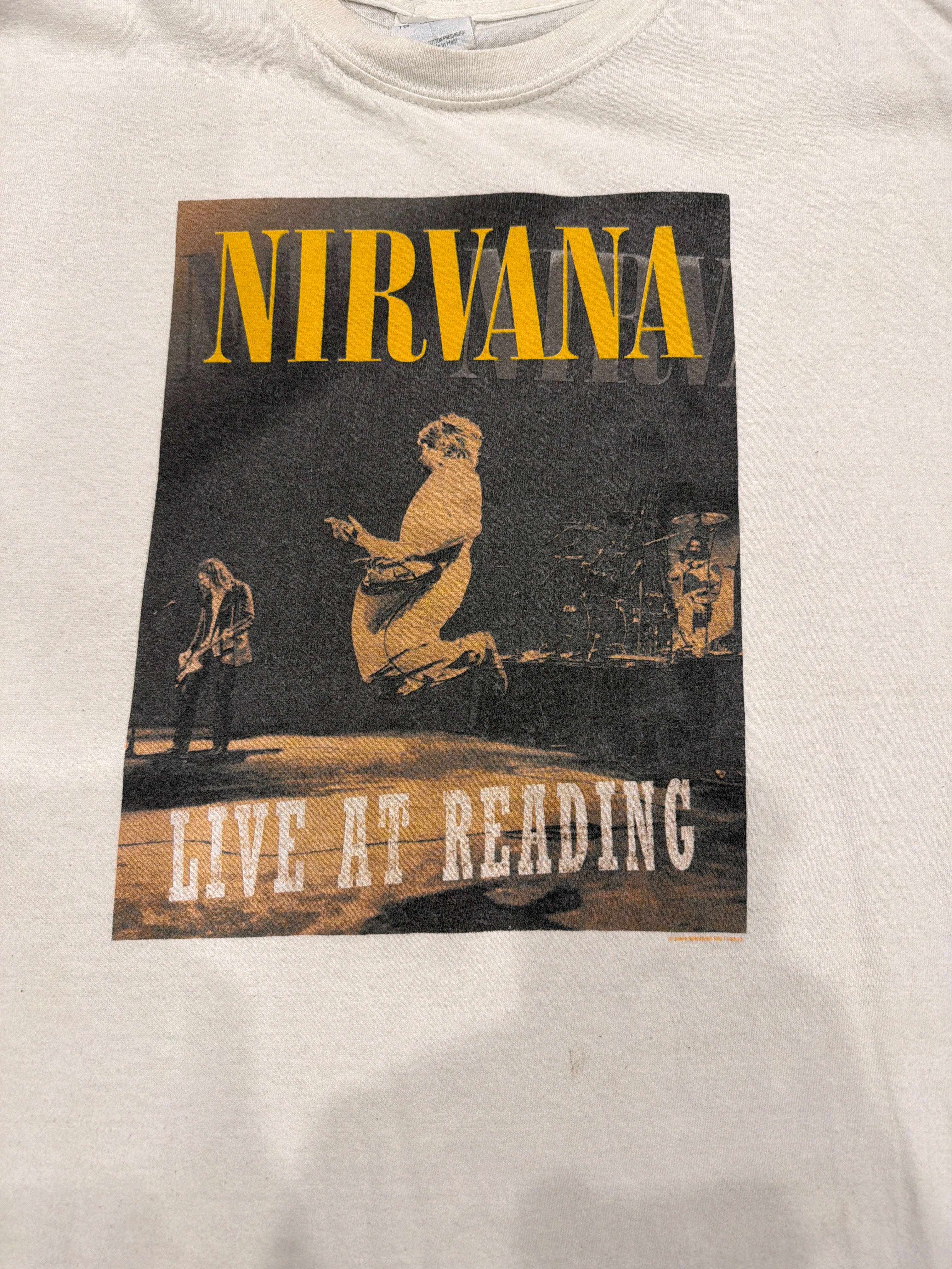 00s Nirvana Live at Reading Kurt Cobain Grohl White T-Shirt XL