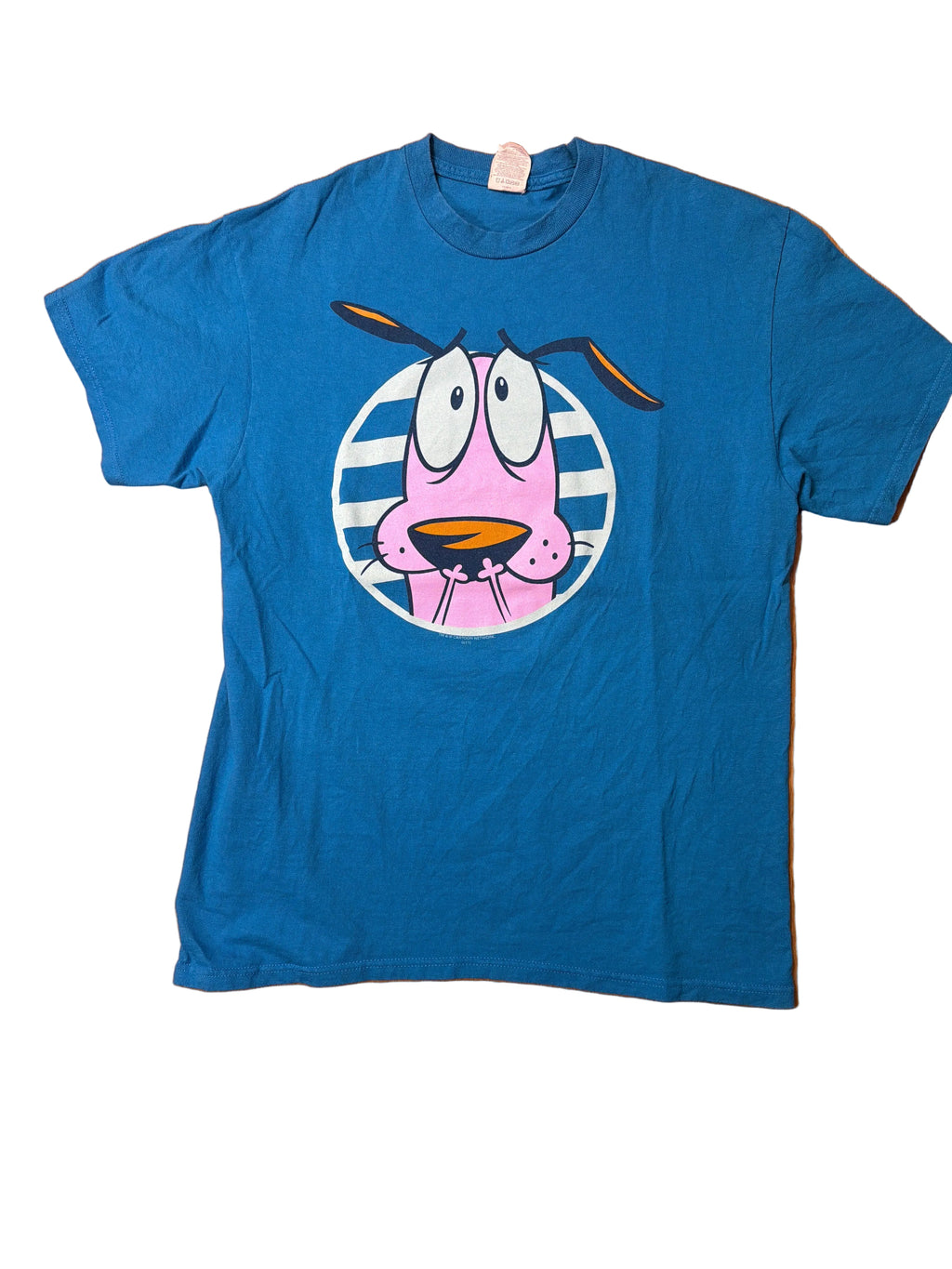 Courage The Cowardly Dog Cartoon Network Y2K Blue T-Shirt Large