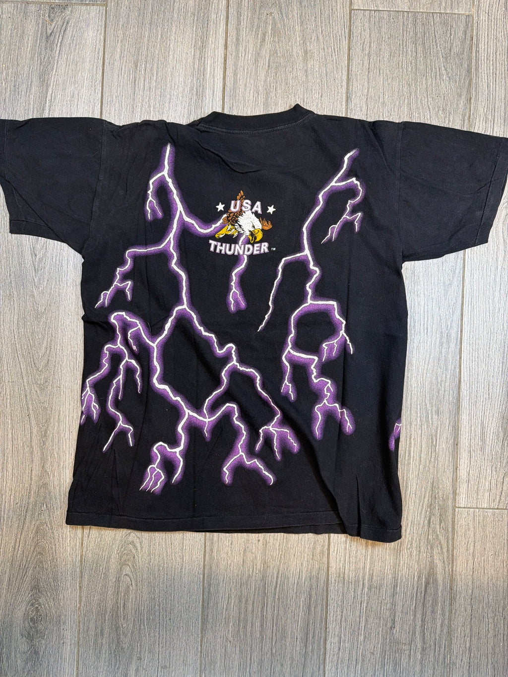 American Thunder Native Buffalo Skull 90s Black T-Shirt Large