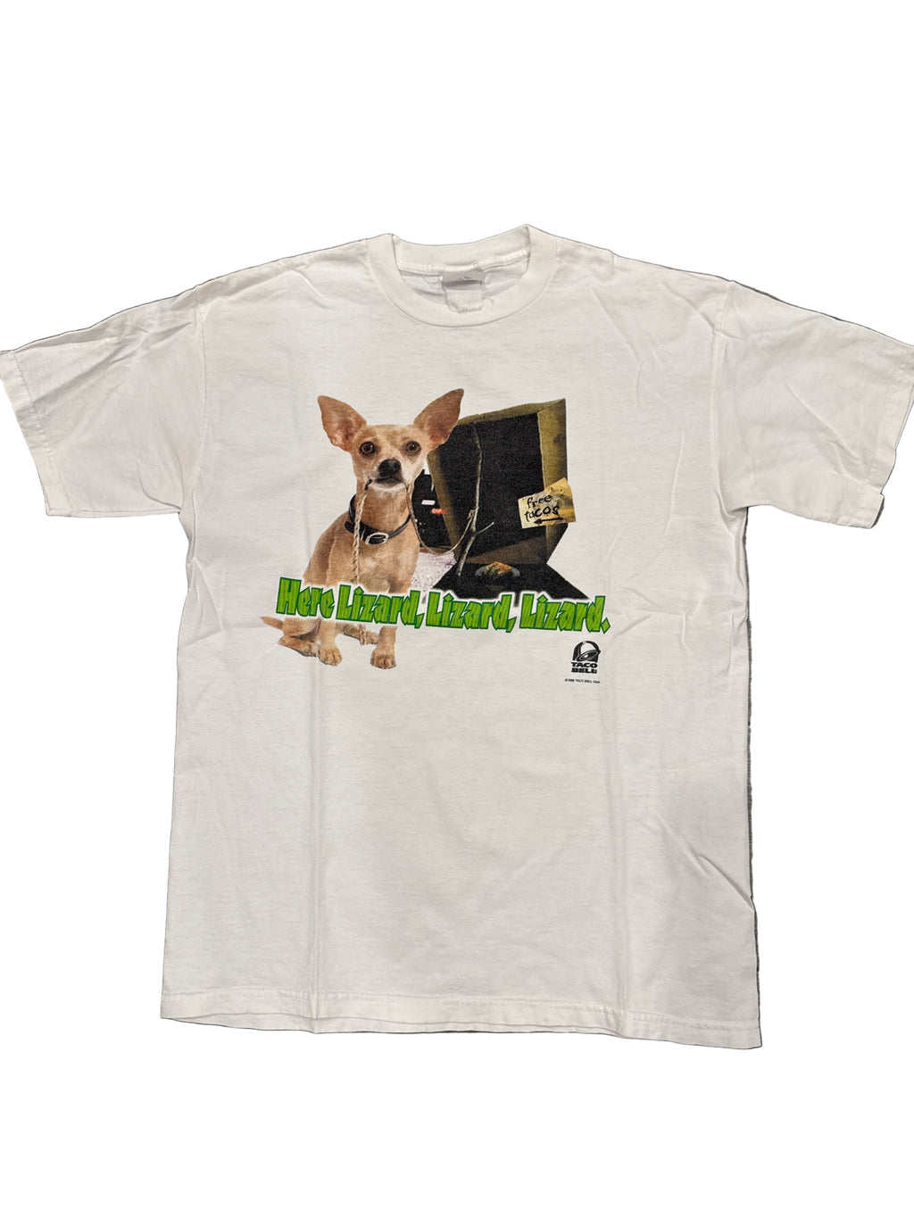 1998 Taco Bell Chihuahua Godzilla Bigger Box White T-Shirt Large
