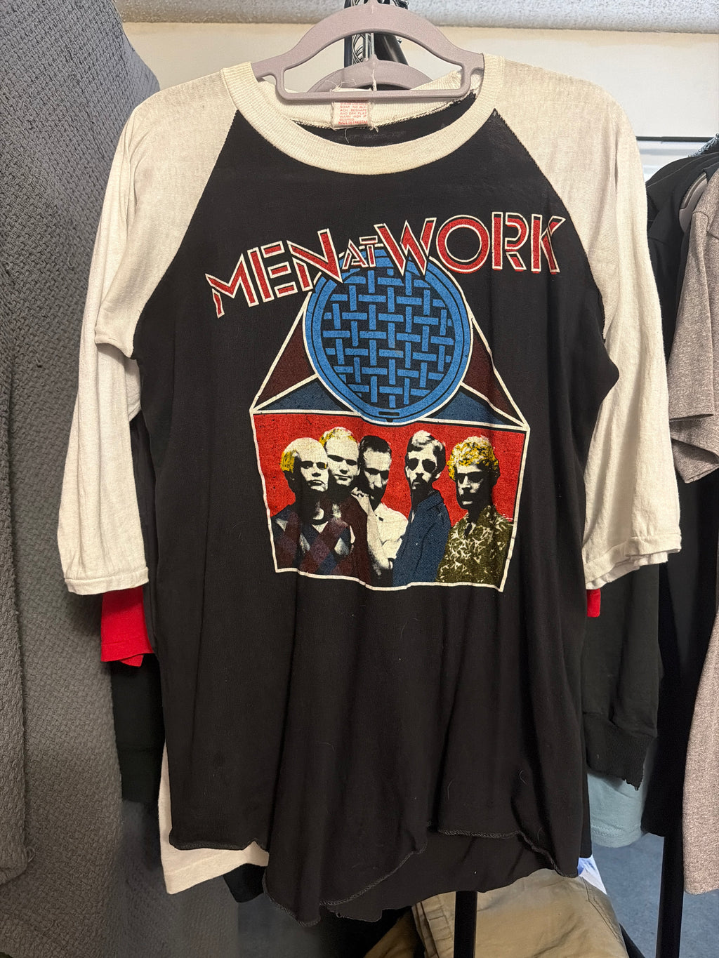 1982 Men at Work Business As Usual Sport One M Tour Raglan 3/4