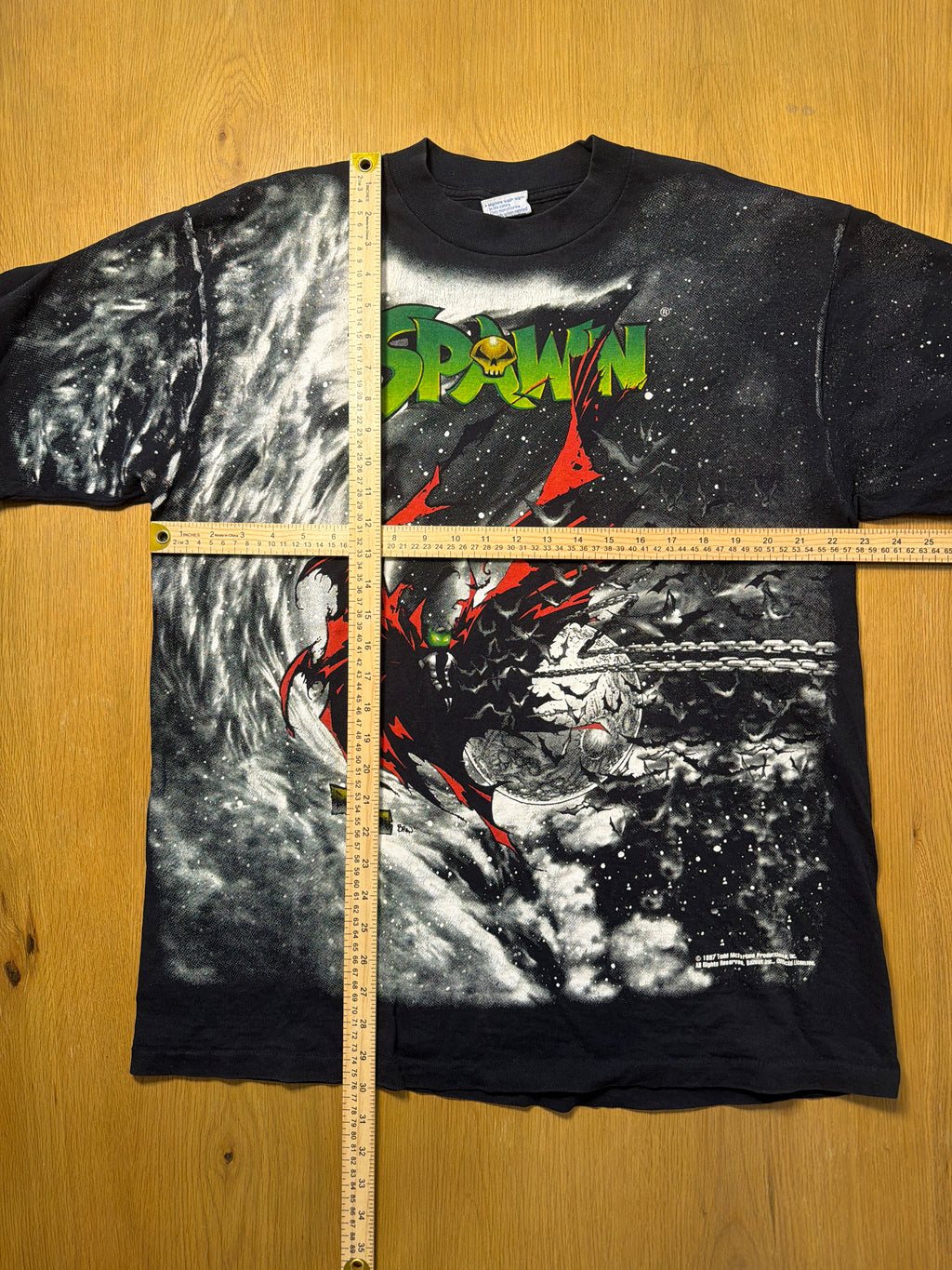 Spawn Vintage 1997 AOP All Over Print Allsport Black T-Shirt XL