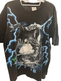 USA American Thunder Wolf Only the Strong Survive L Black Mint