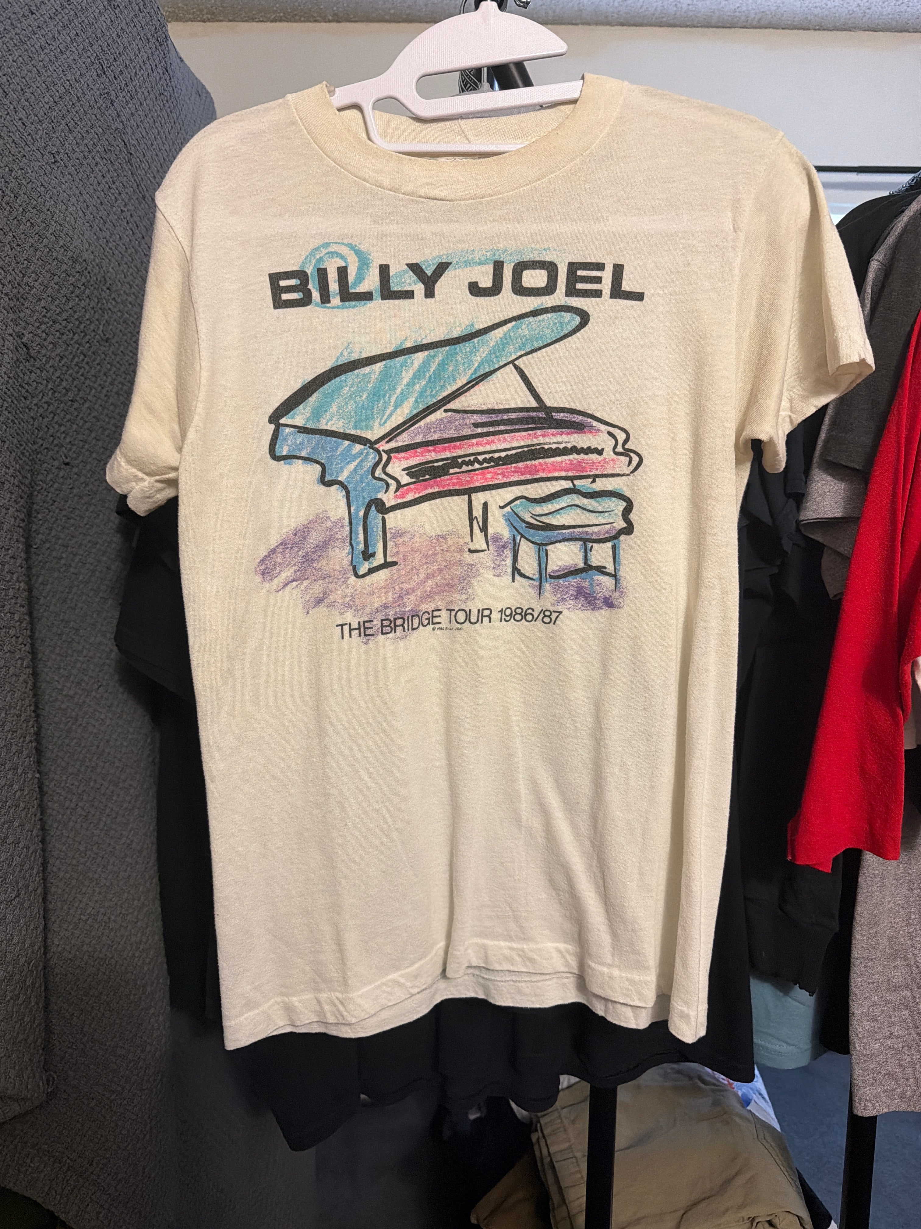 1986 Billy Joel 'The Bridge' Tour Ched Cream T-Shirt Medium