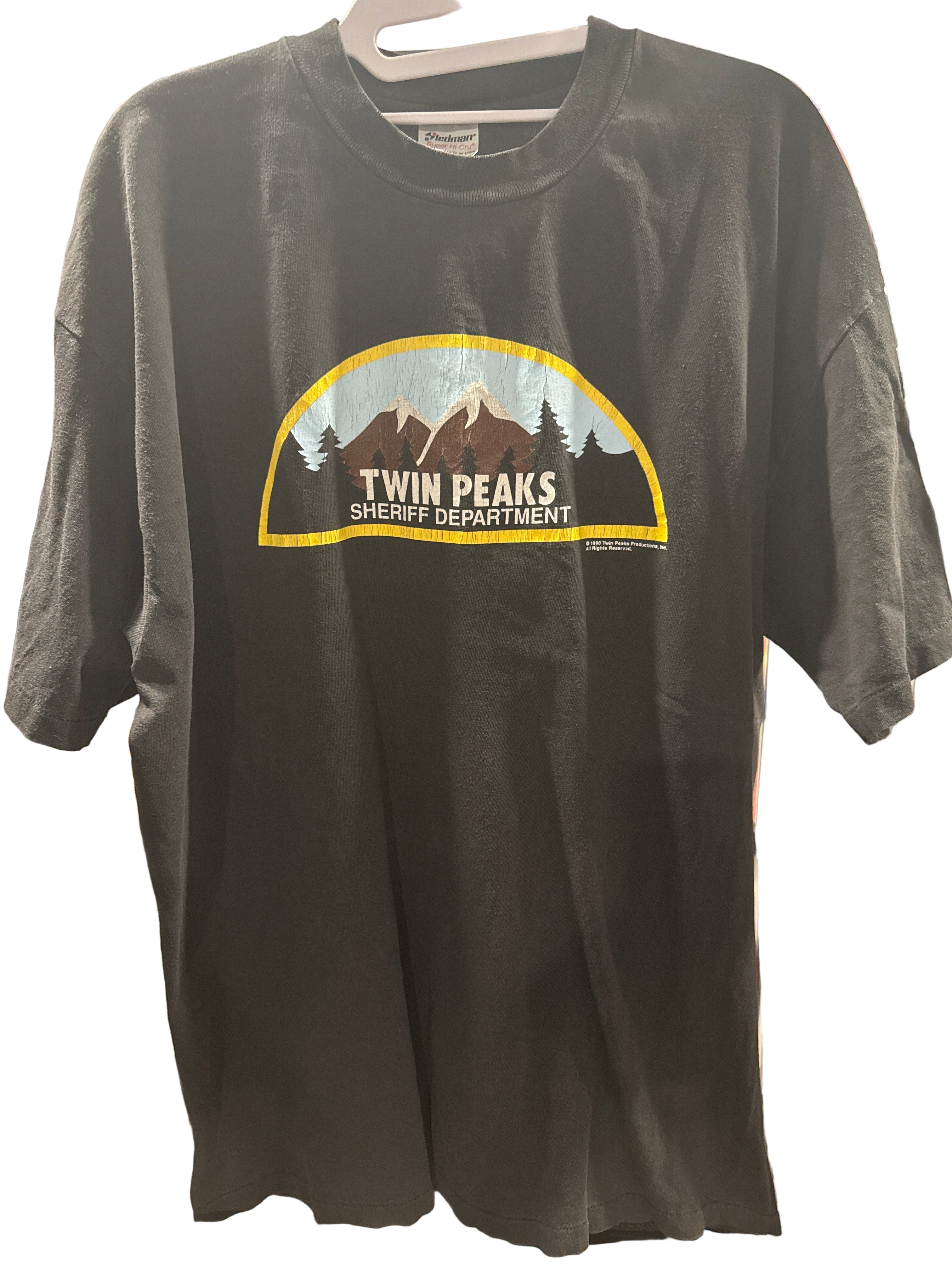 1990 Twin Peaks Sheriff Dept David Lynch Stedman XL Black T-Shirt