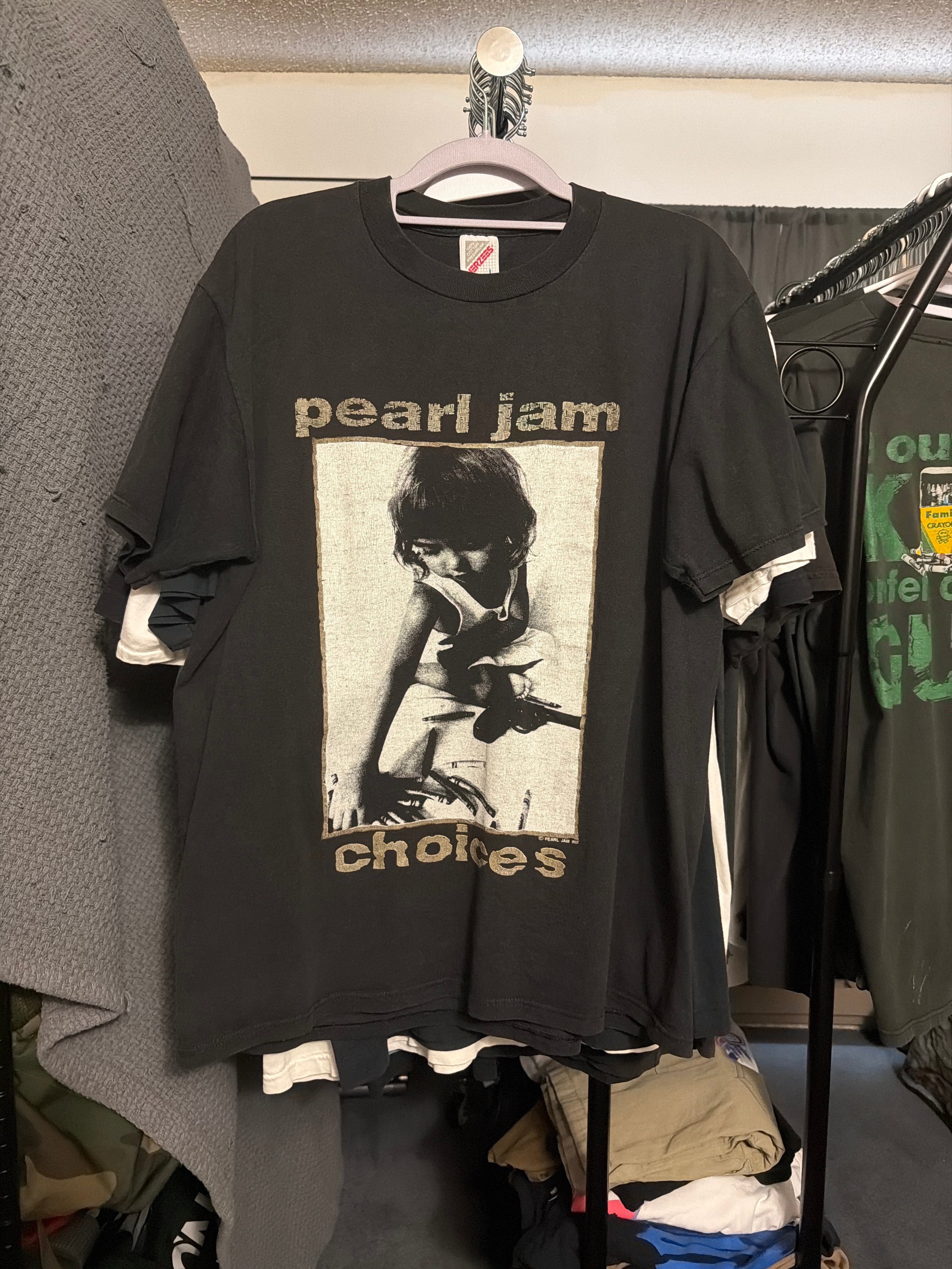 1992 Pearl Jam Choices Jerzees L Black T Shirt