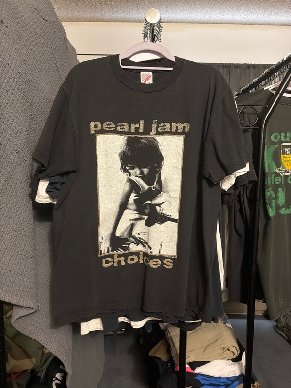 1992 Pearl Jam Choices Jerzees L Black T Shirt