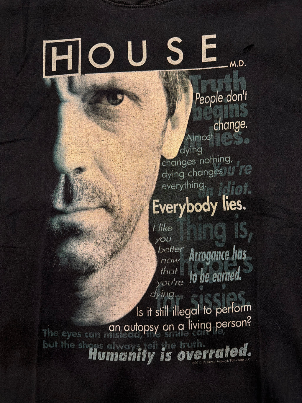 00s Dr House TV Show Promo Black T-Shirt Hugh Laurie Large