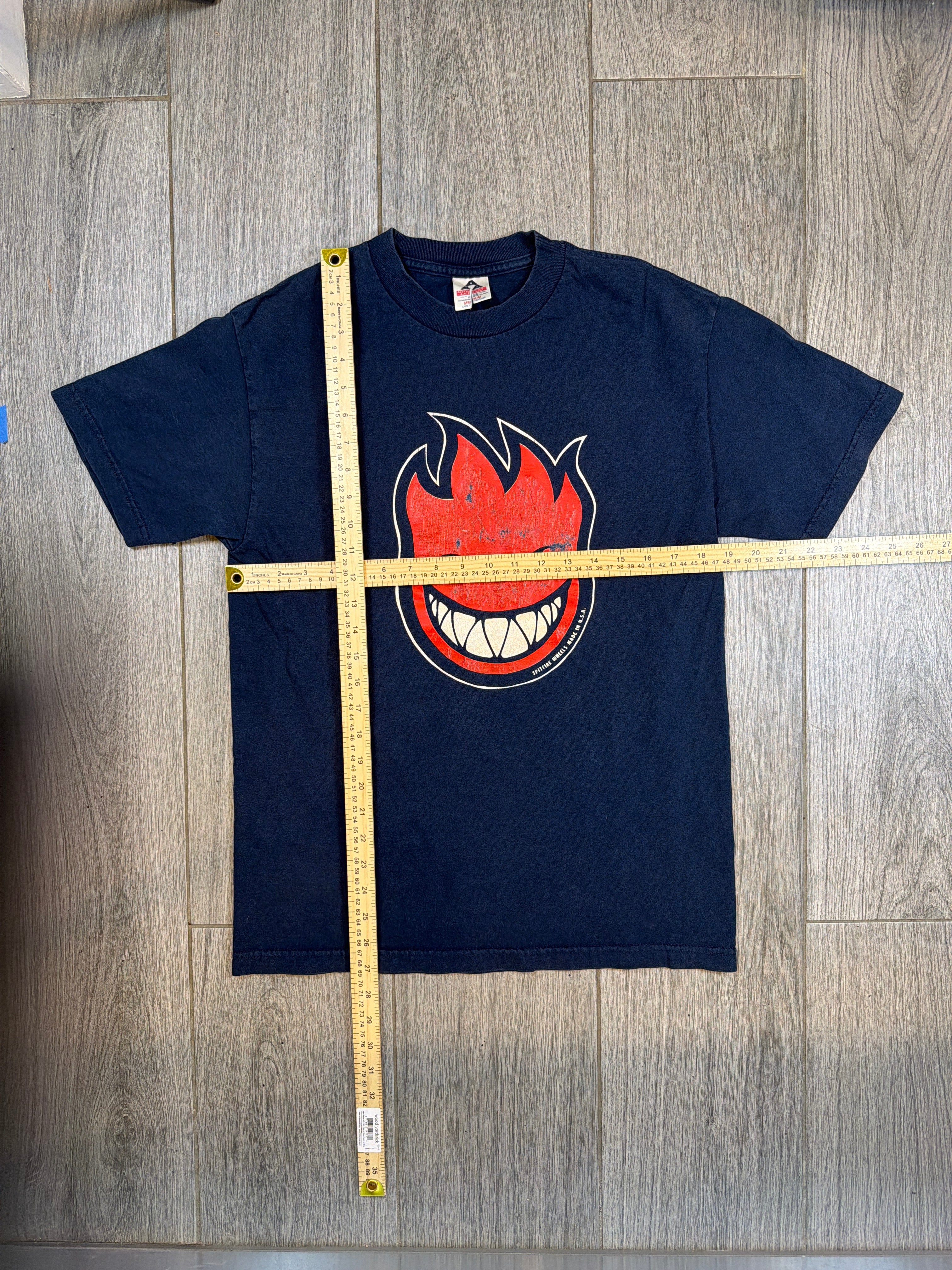 00s Spitfire Big Head Blue Triple A AAA Skateboard Wheels T-Shirt Medium