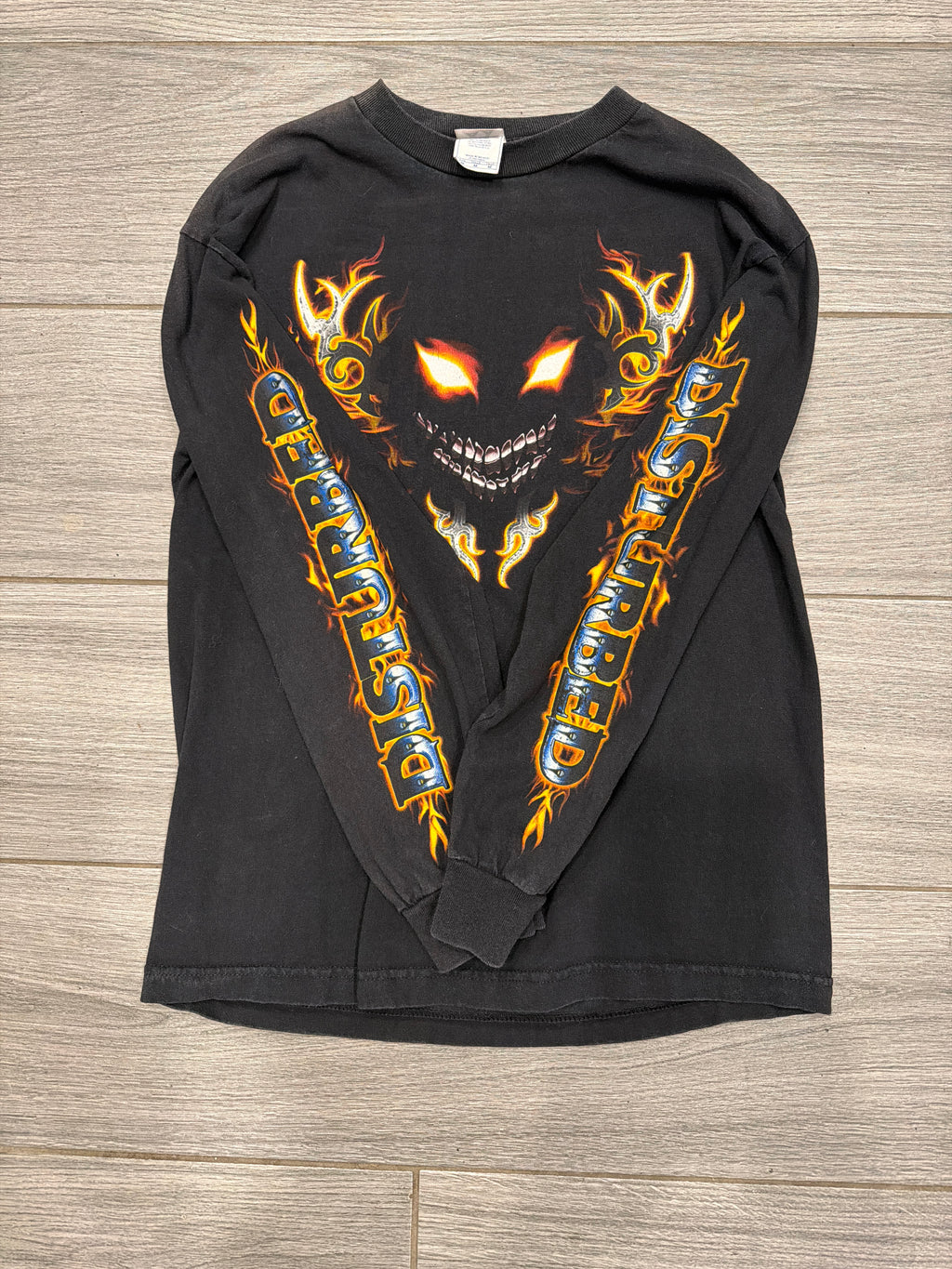 2000 Disturbed Long Sleeve Nu Metal Band Black T-Shirt Medium