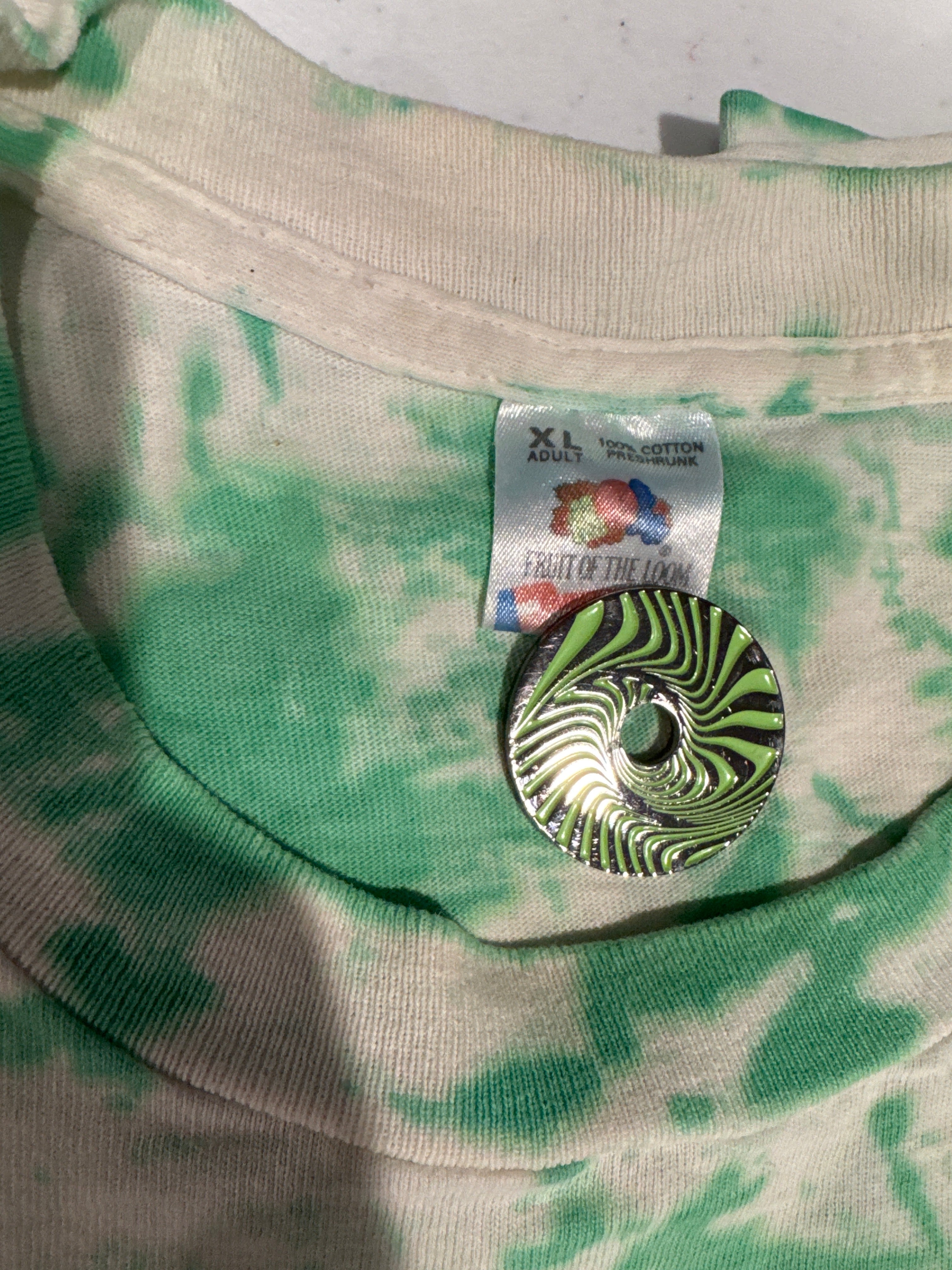 90s Jackson Hole Jammin Mangy Moose Skeleton Ski Tie Dye Green T-Shirt Large