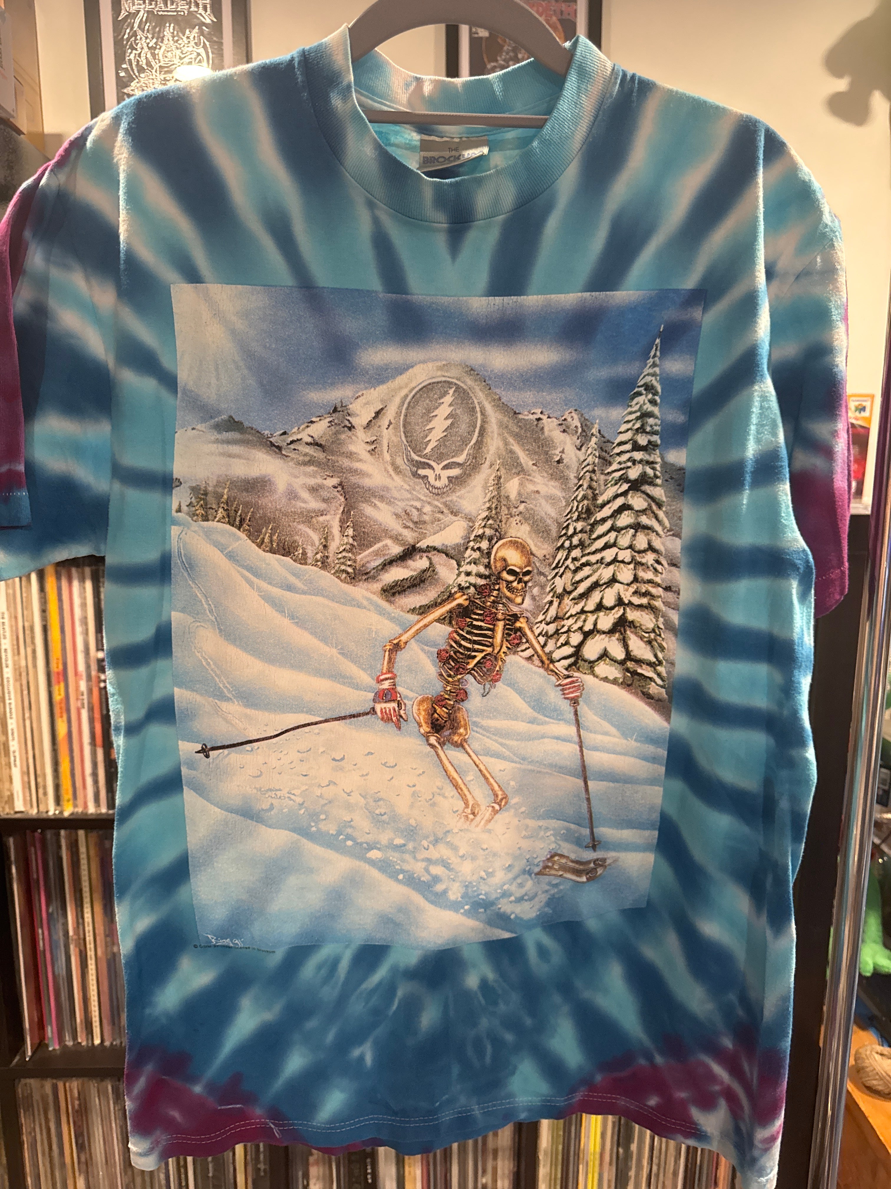 Grateful Dead Denver Ski Snow Mountain Tie Dye Single Stitch top Brockum