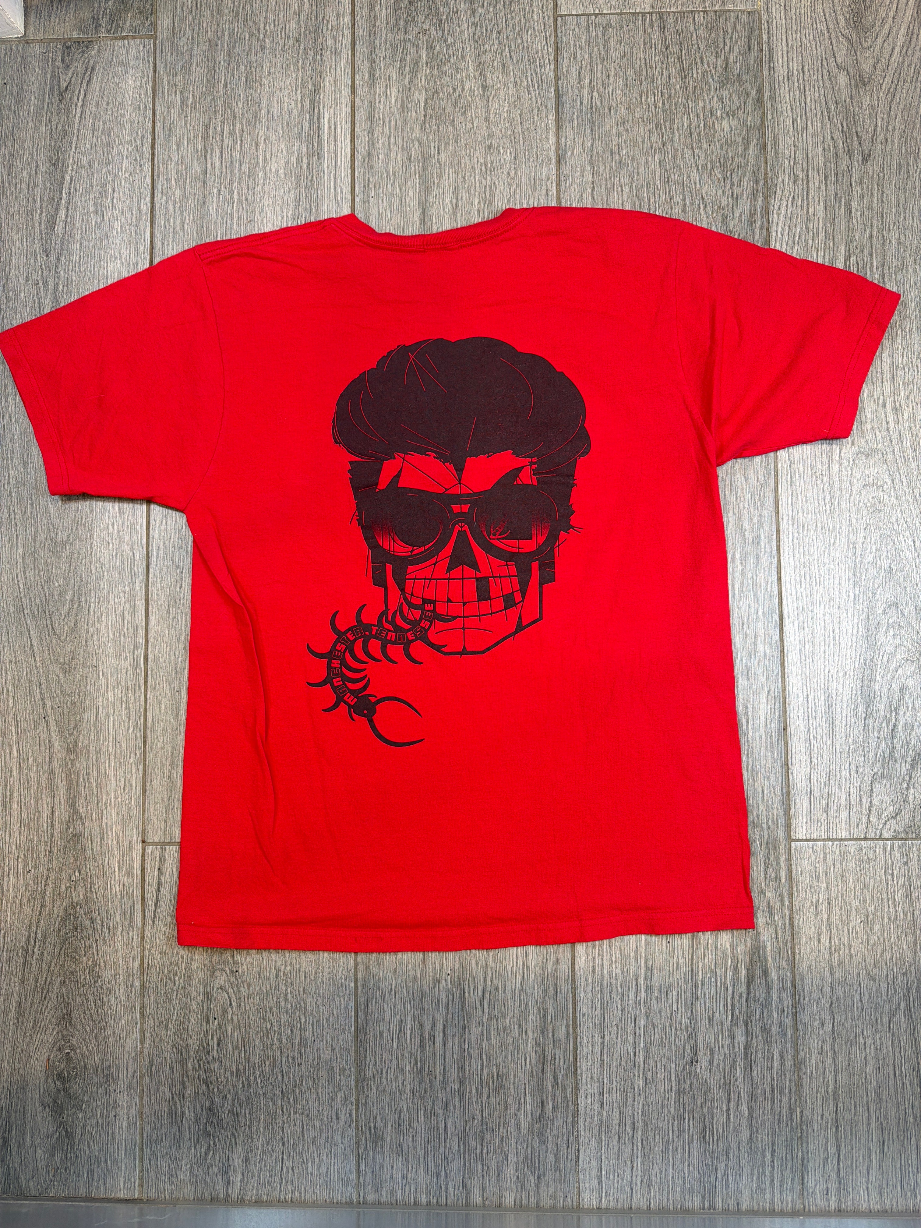 08 Pearl Jam Bonnaroo Festival Red T-Shirt Elvis Large