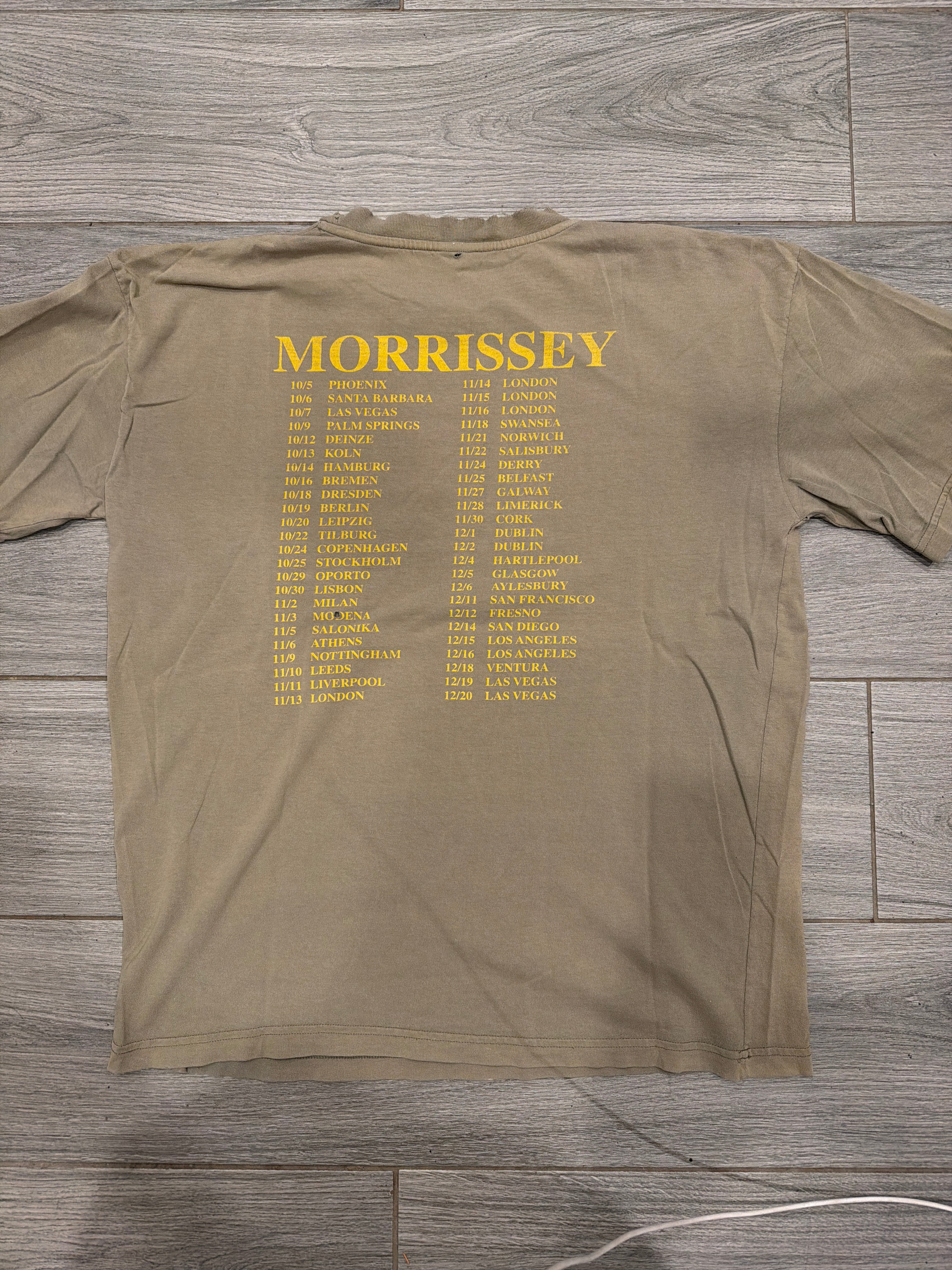 90s Morrissey Oye Esteban Tour Thrashed Worn Brown/Green T-Shirt XL