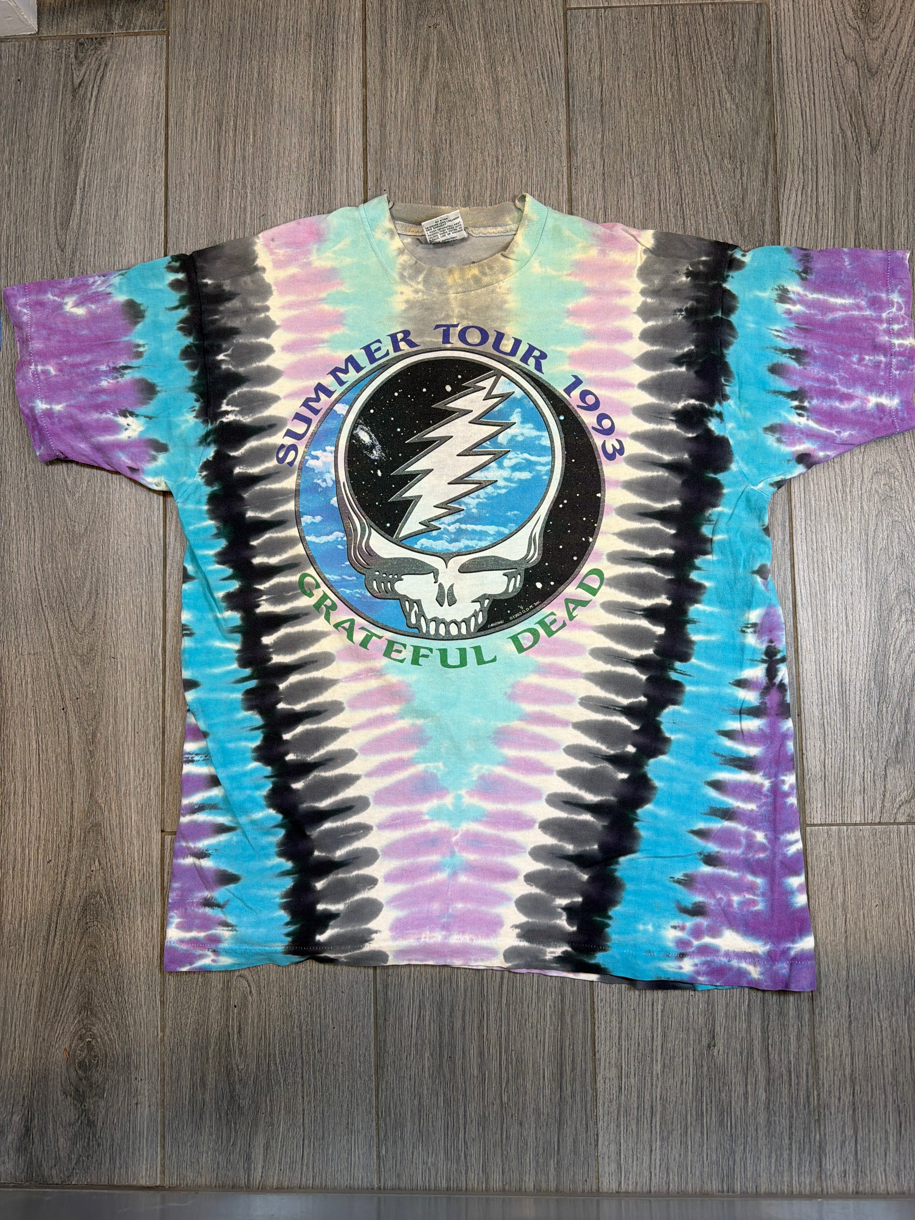 1993 Grateful Dead Summer Tour Liquid Blue Tie Dye T-Shirt XL