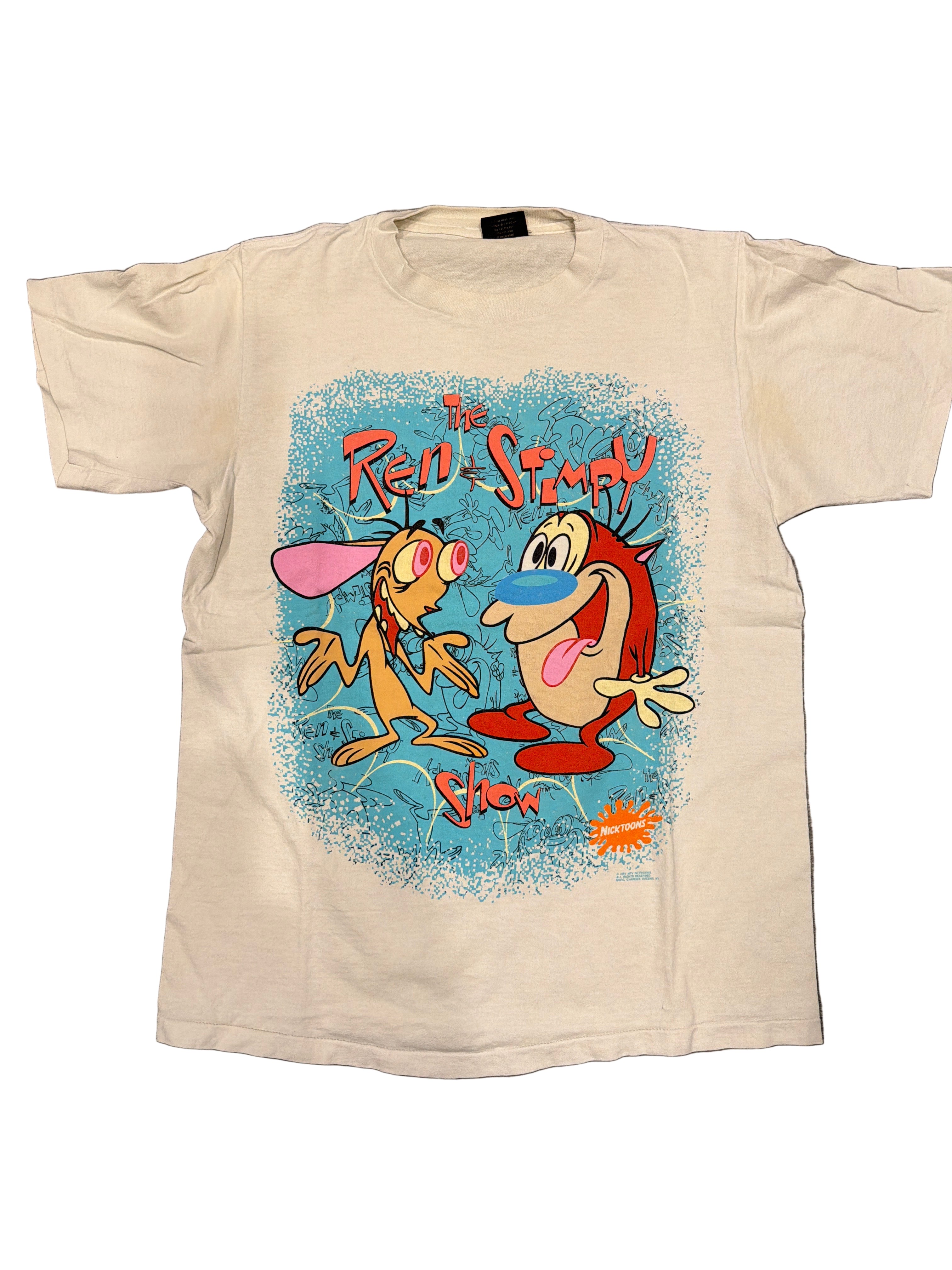 1991 Ren and Stimpy Show Nickelodeon White Changes T-Shirt Large