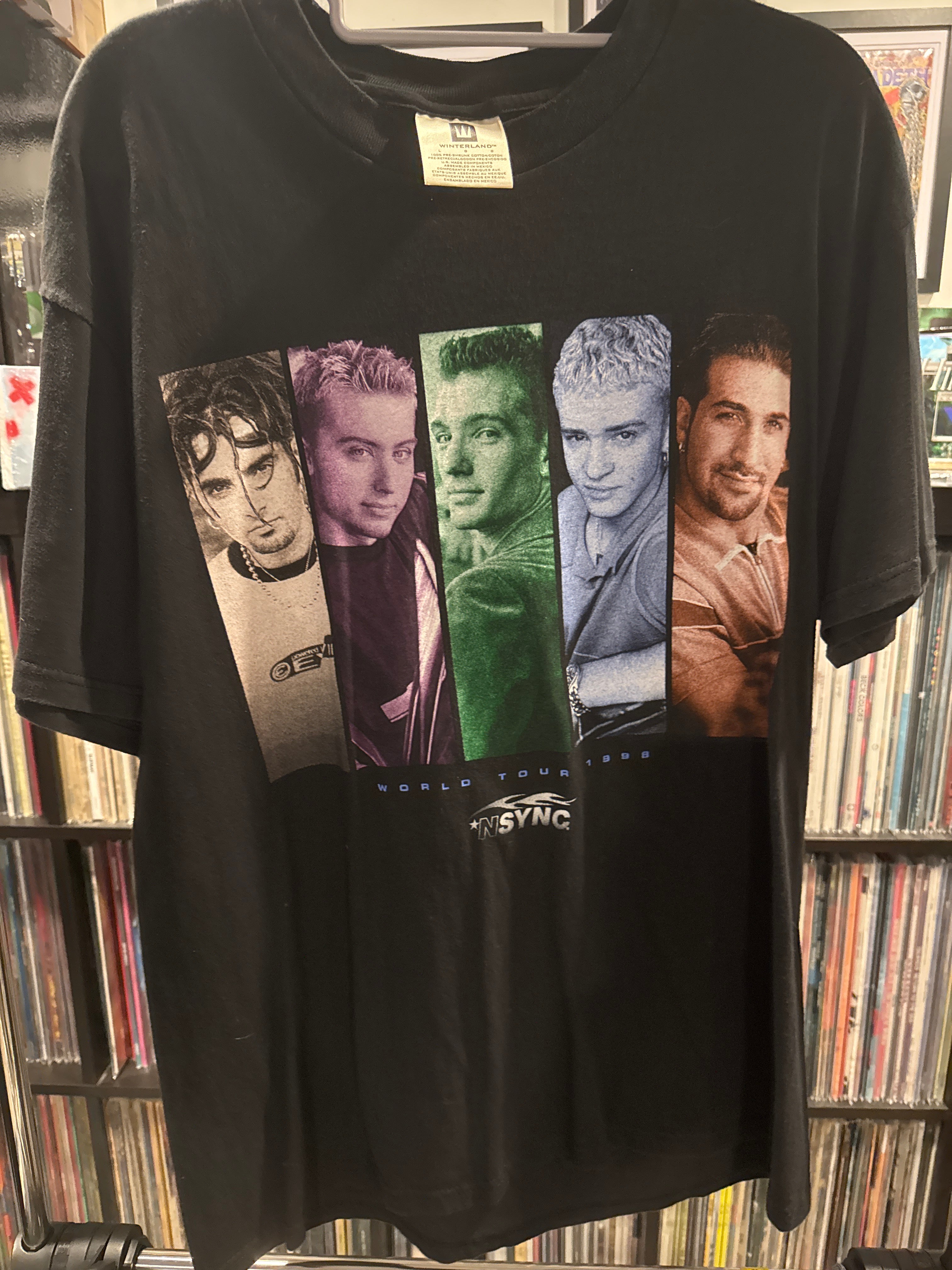 1998 N*Sync World Tour T Shirt L Winterland Black