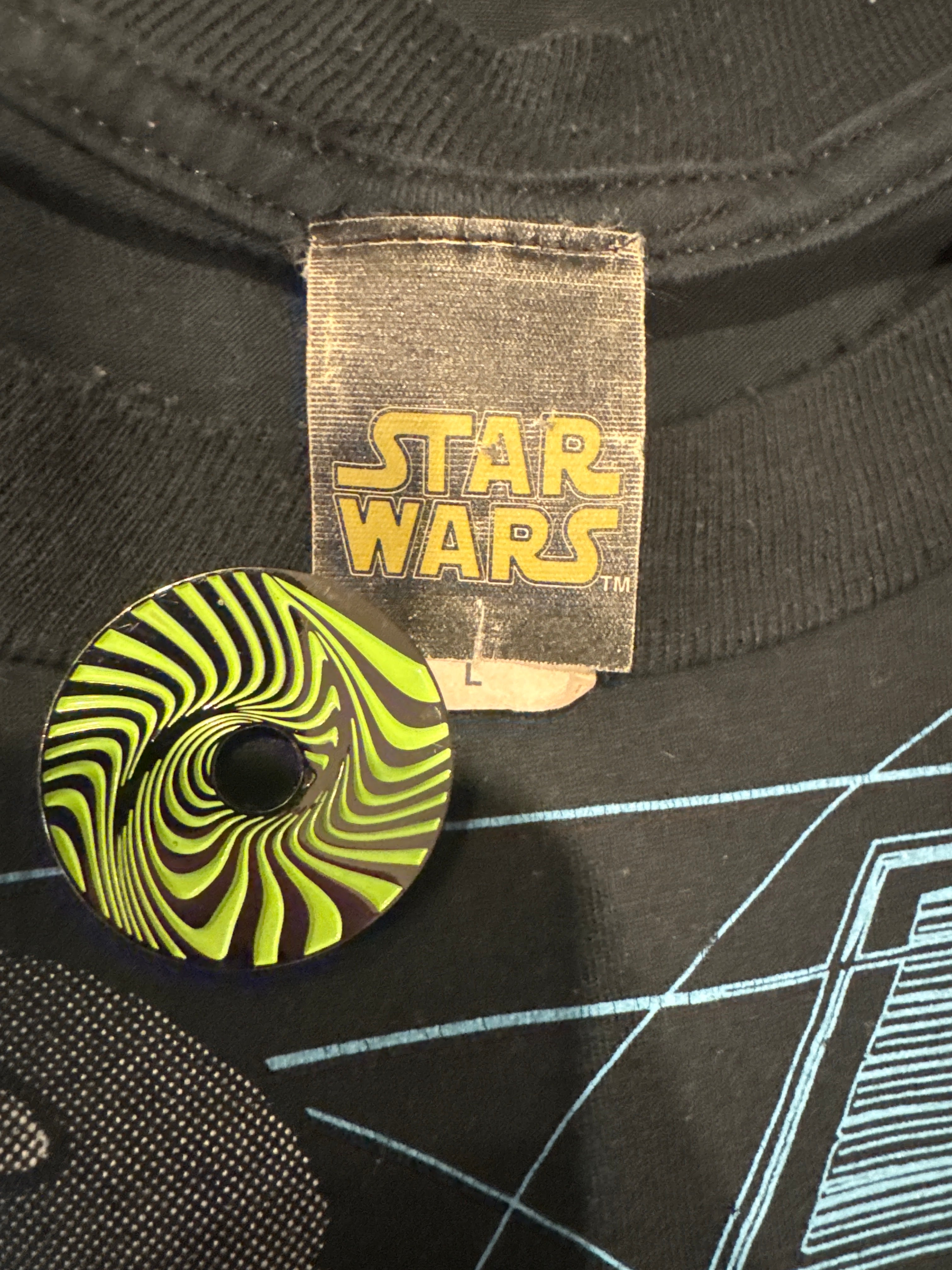 90s Darth Vader Death Star AOP All Over Print Black T-Shirt XL