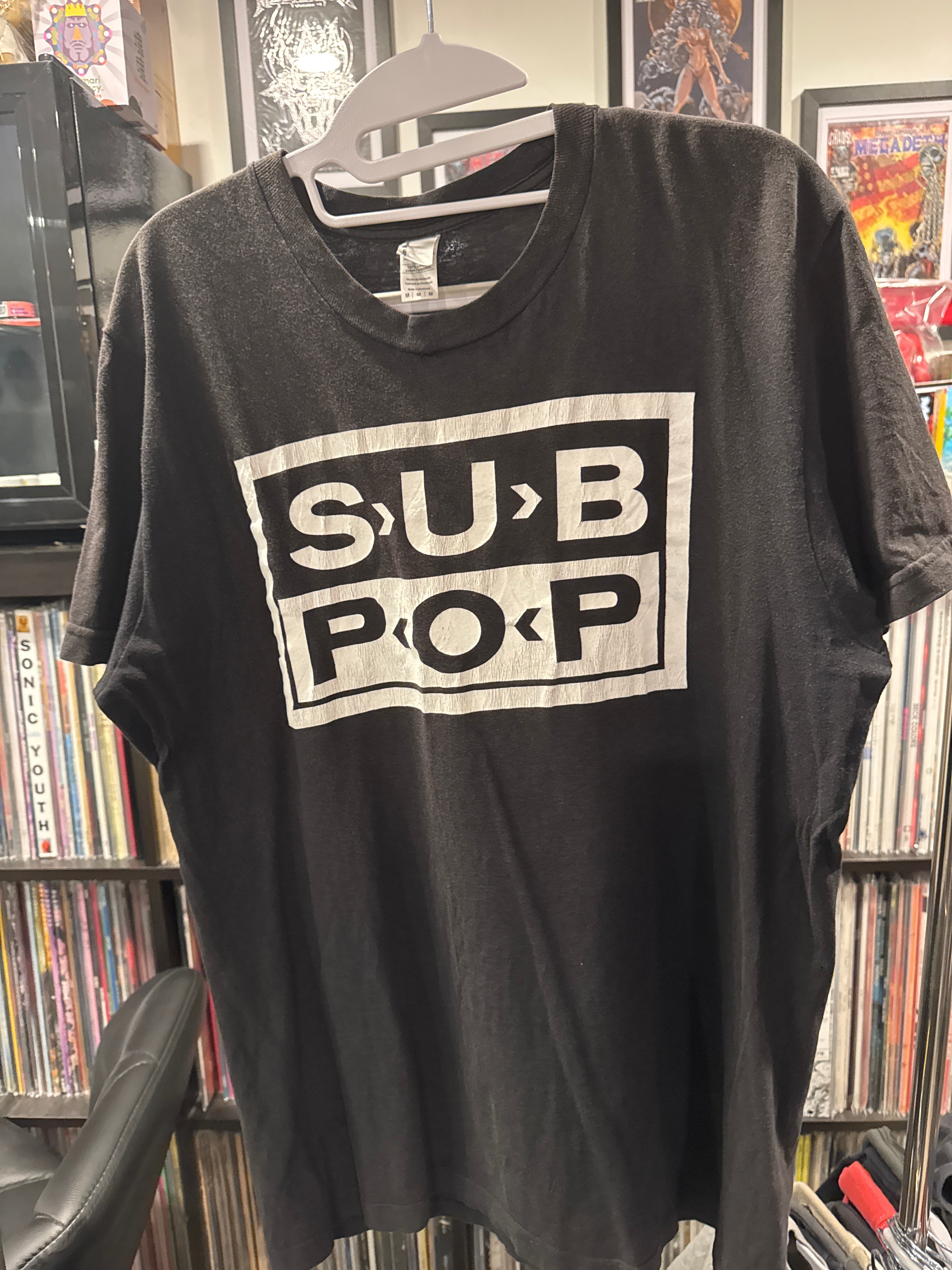 00s Sub Pop Logo American Apparel Black T-Shirt Medium