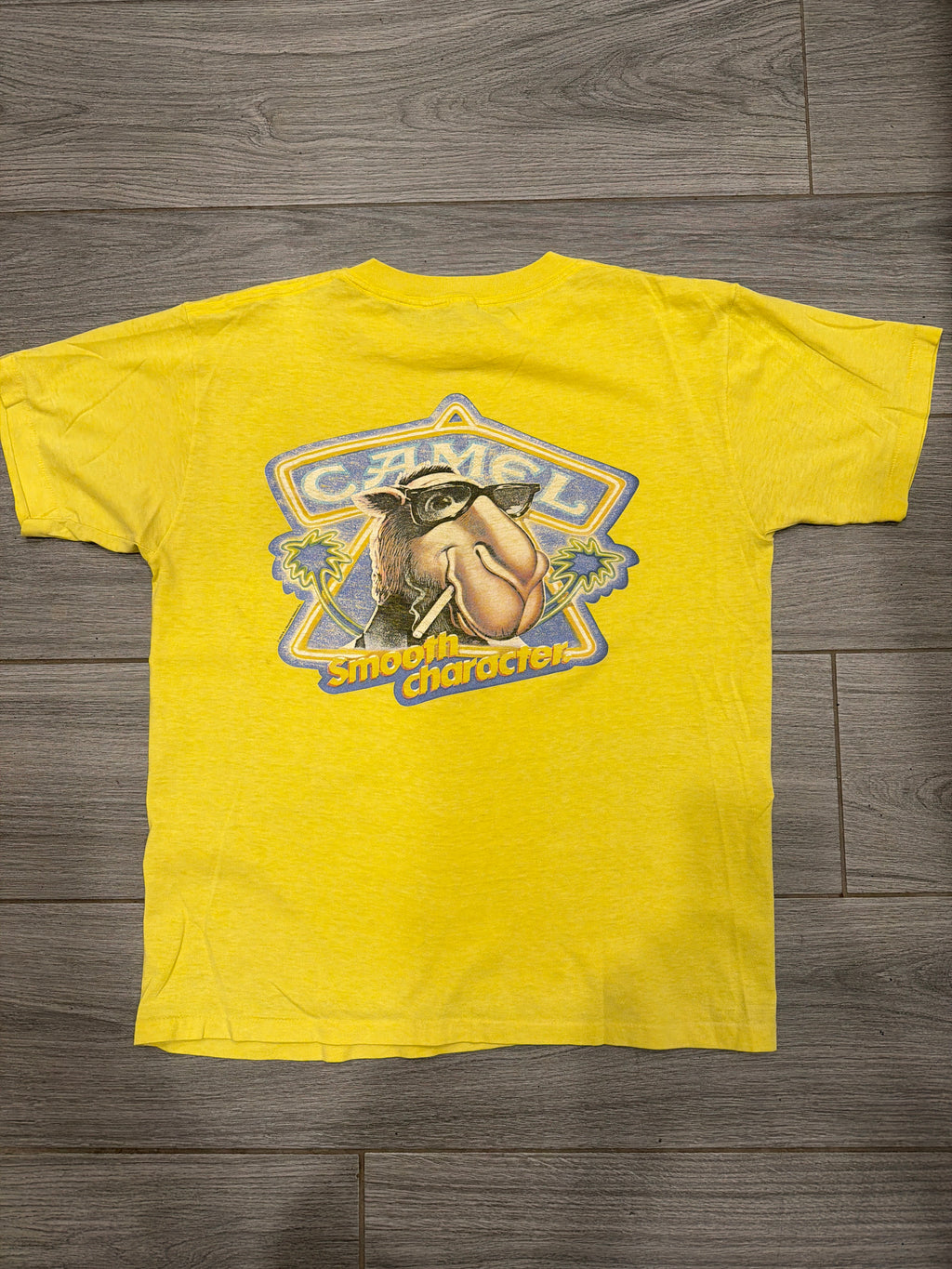1980s Camel Smooth Cigg Promo Yellow Fader T-Shirt Large