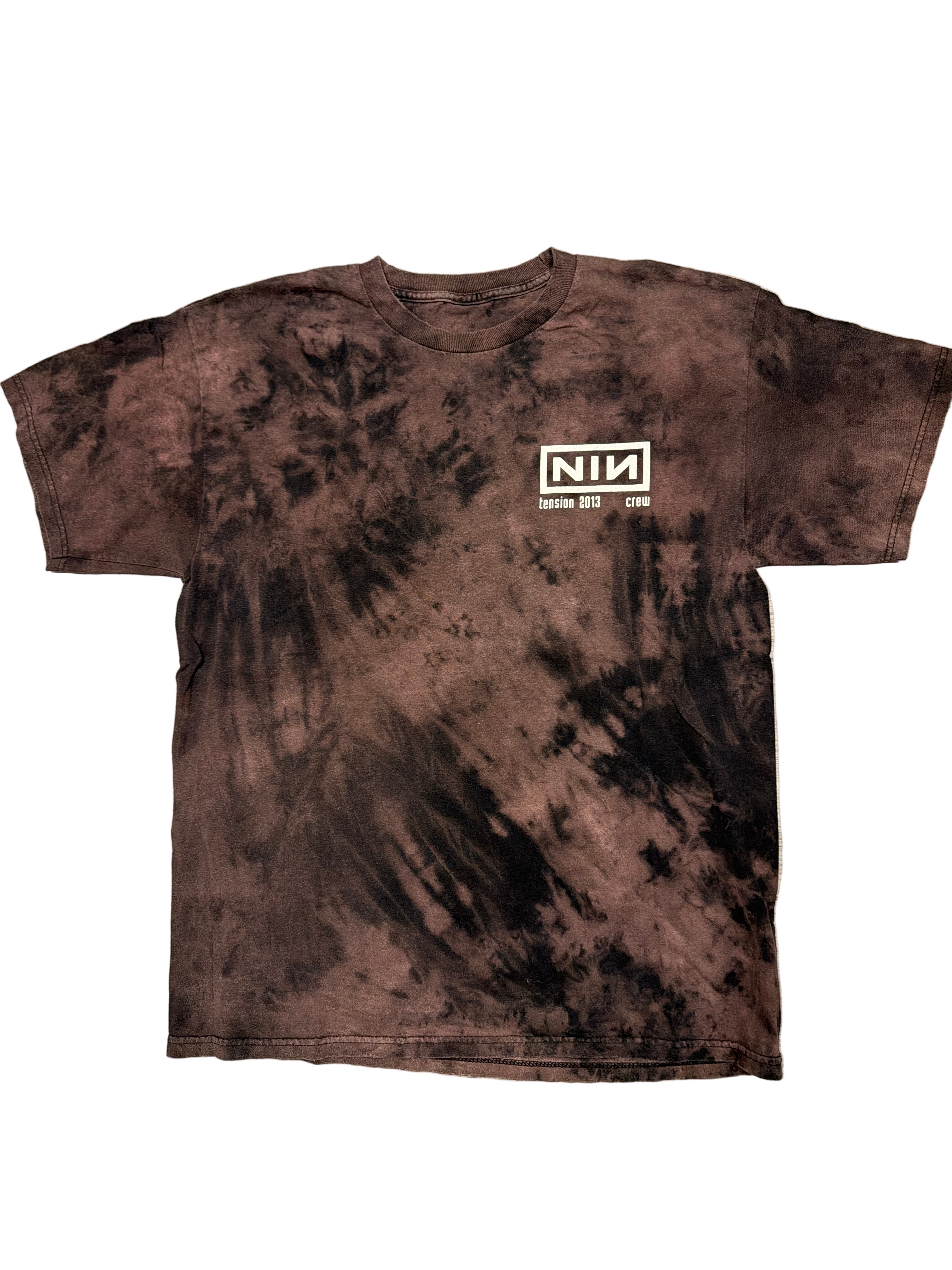 2013 Nine Inch Nails NIN Tension crew Tour Bleach Tie Dye Reznor Large