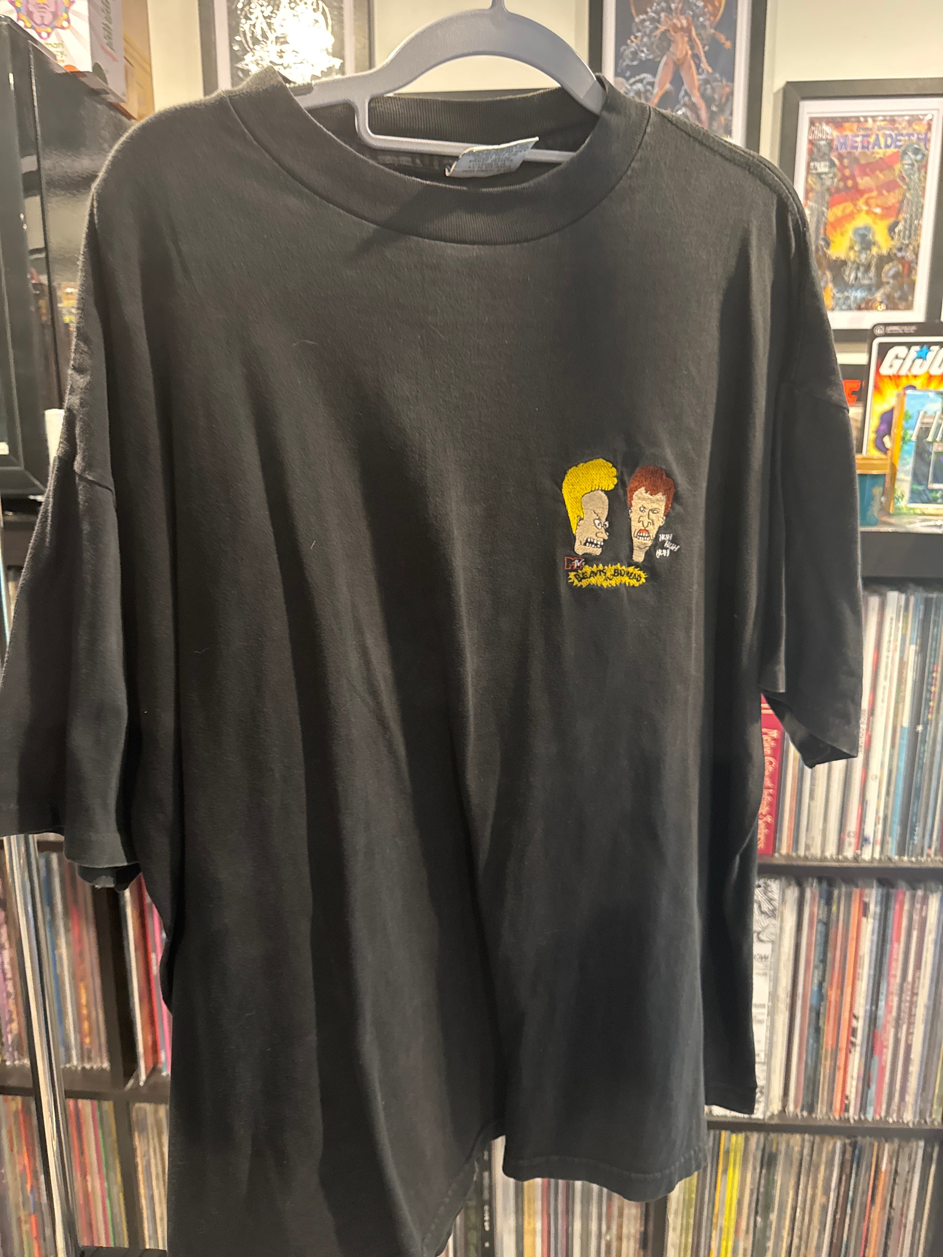 90s Beavis and Butthead Patch Stanley Desantis XL Black Shirt