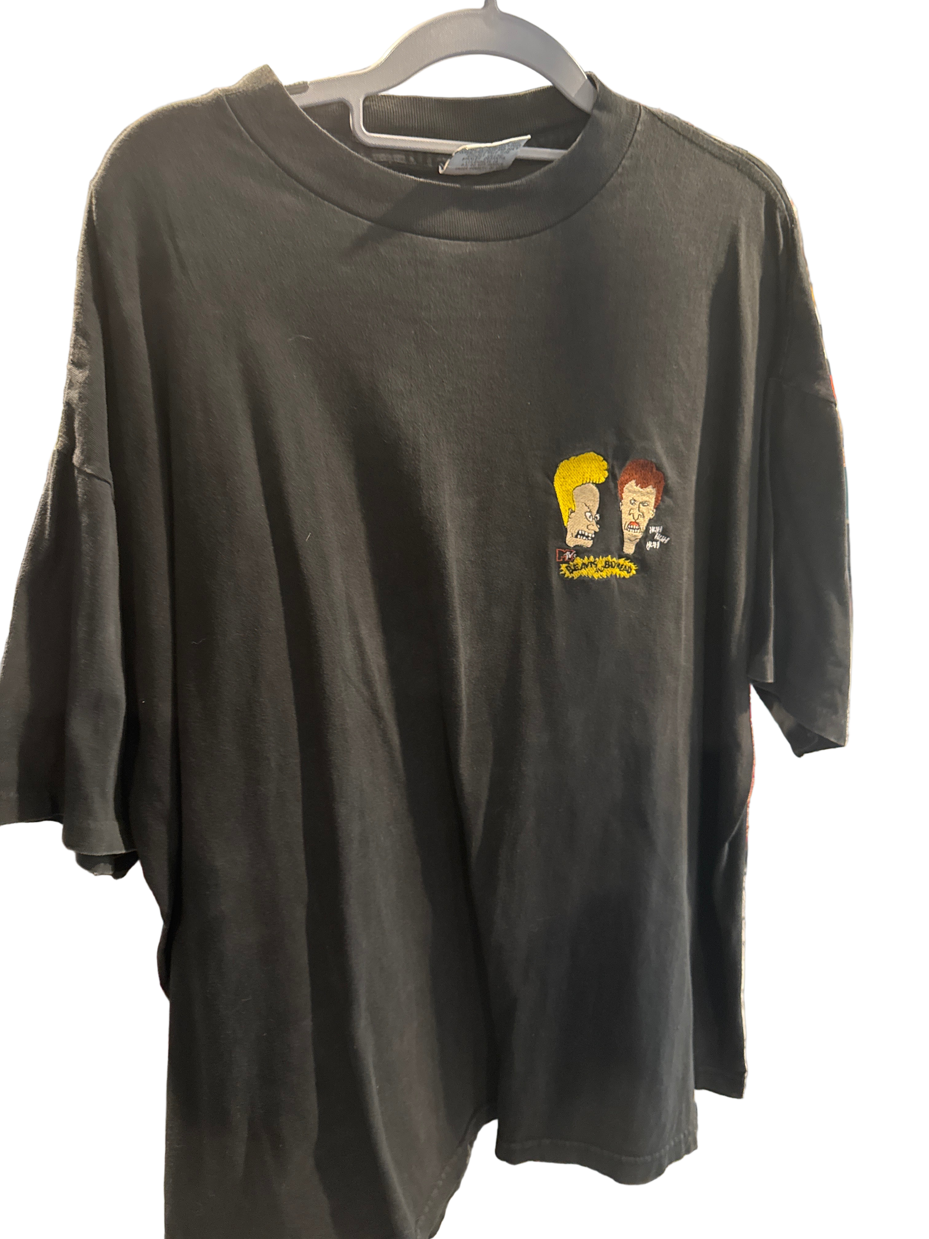 90s Beavis and Butthead Patch Stanley Desantis Black Shirt XL