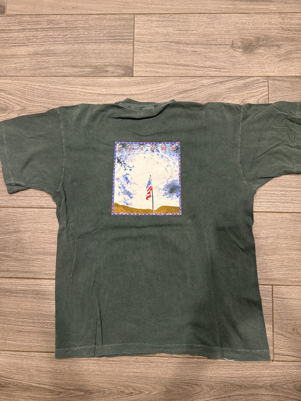 90s Pearl Jam Future F.u.t.u.r.e. Green American Flag FOTL T-Shirt XL