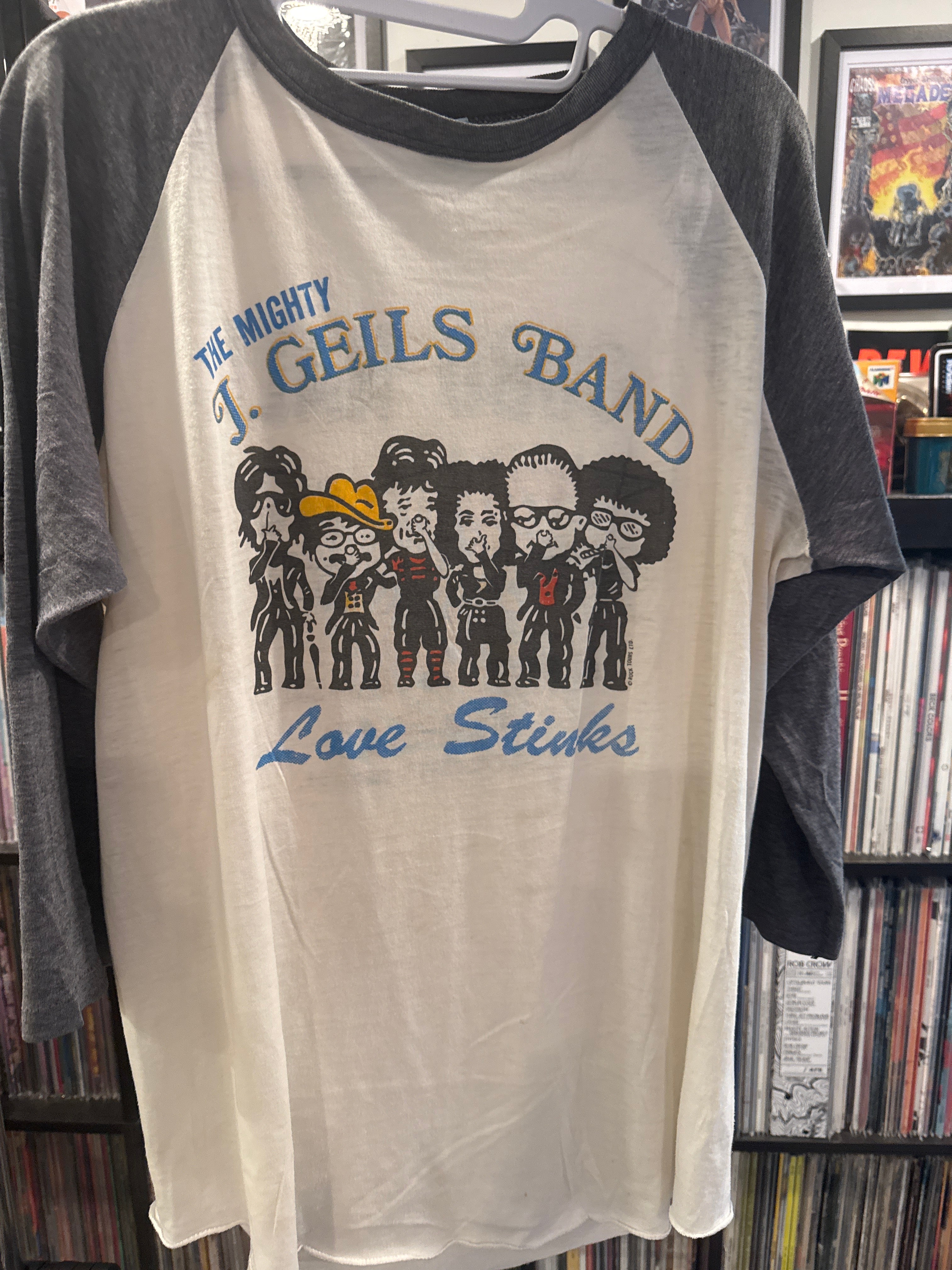 1980 J Giels Band Love Stinks T Shirt Cobo Hall Detroit Michigan Raglan XL