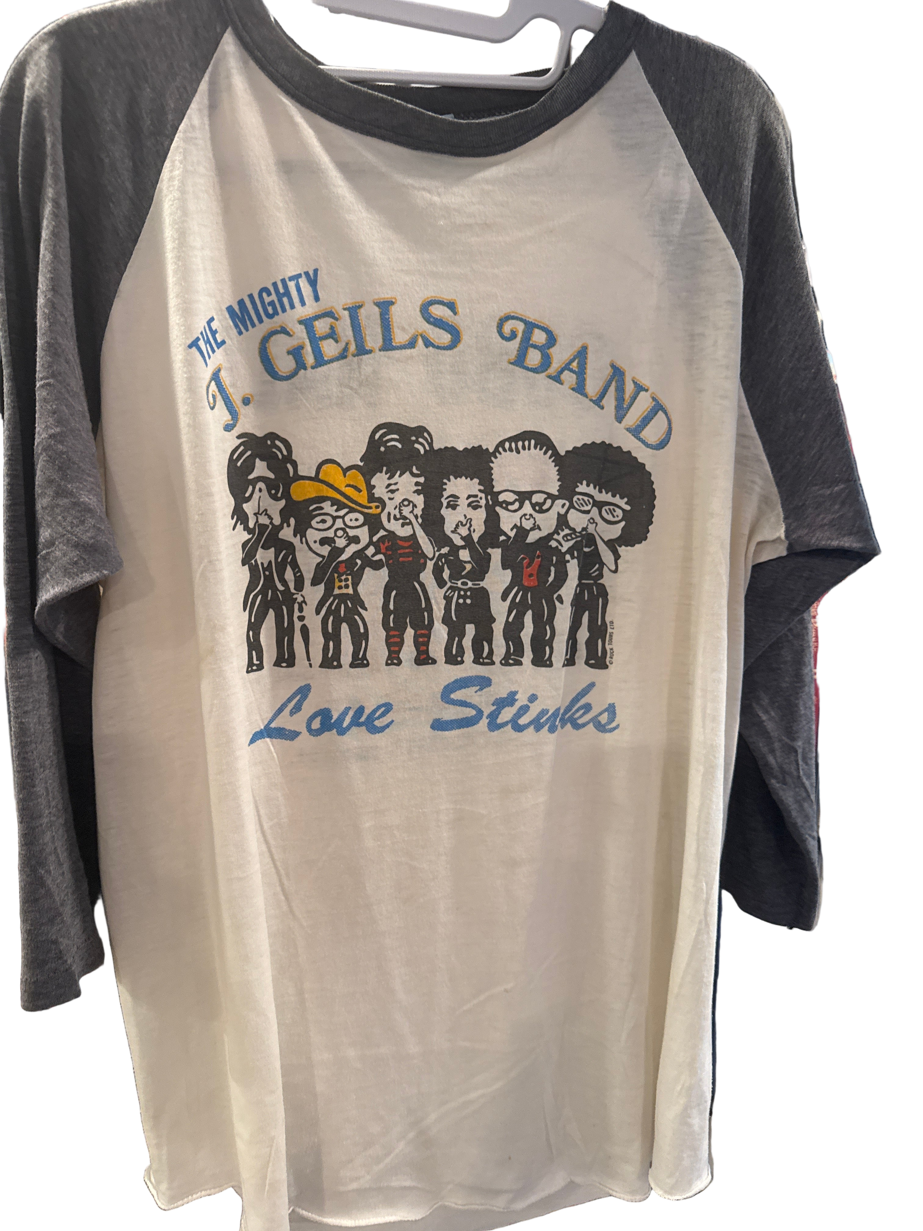 1980 J Giels Band Love Stinks T Shirt Cobo Hall Detroit Michigan Raglan XL