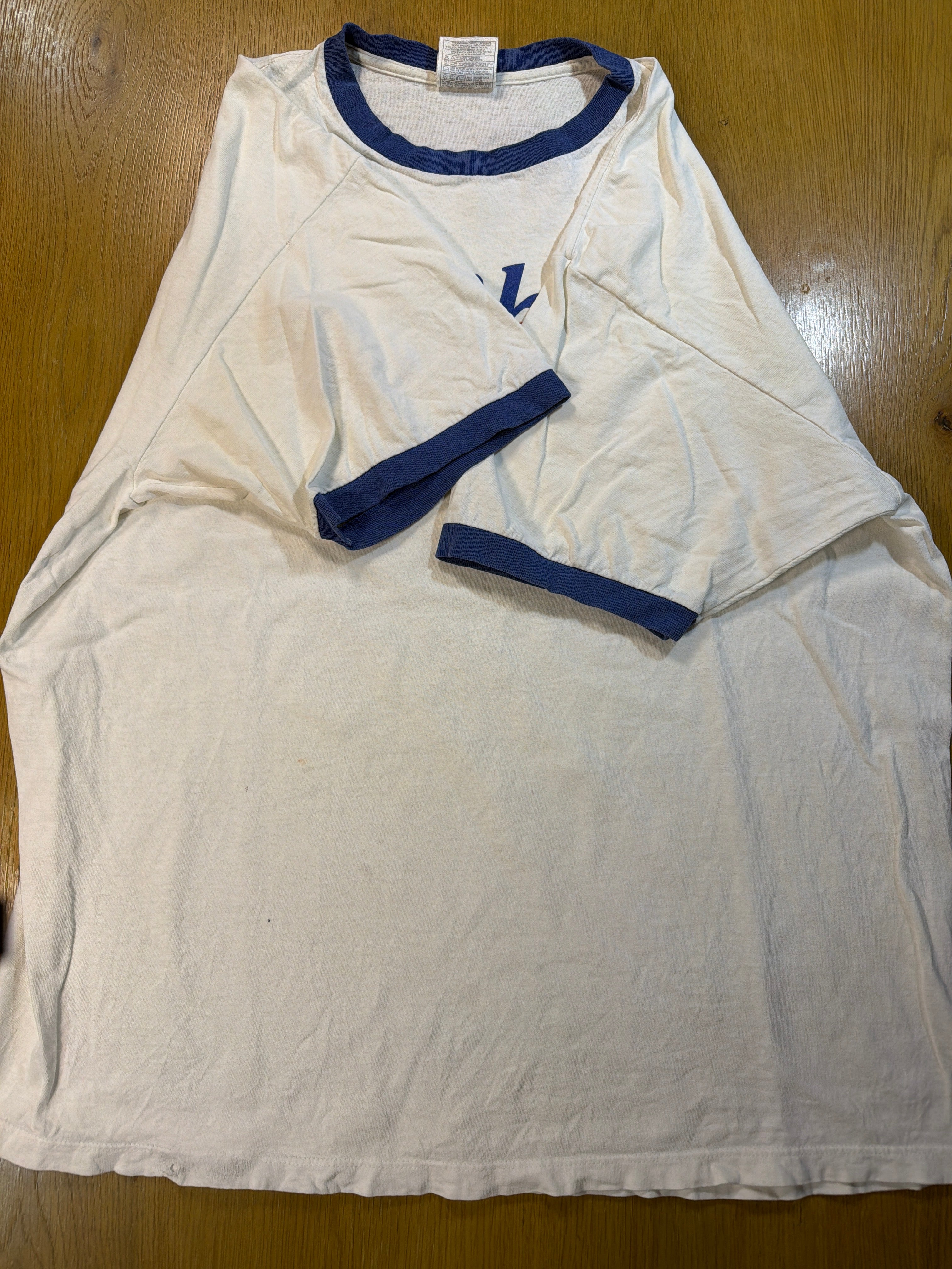 Vintage Nike Shoes Athletics Ringer White/Blue T-Shirt XL