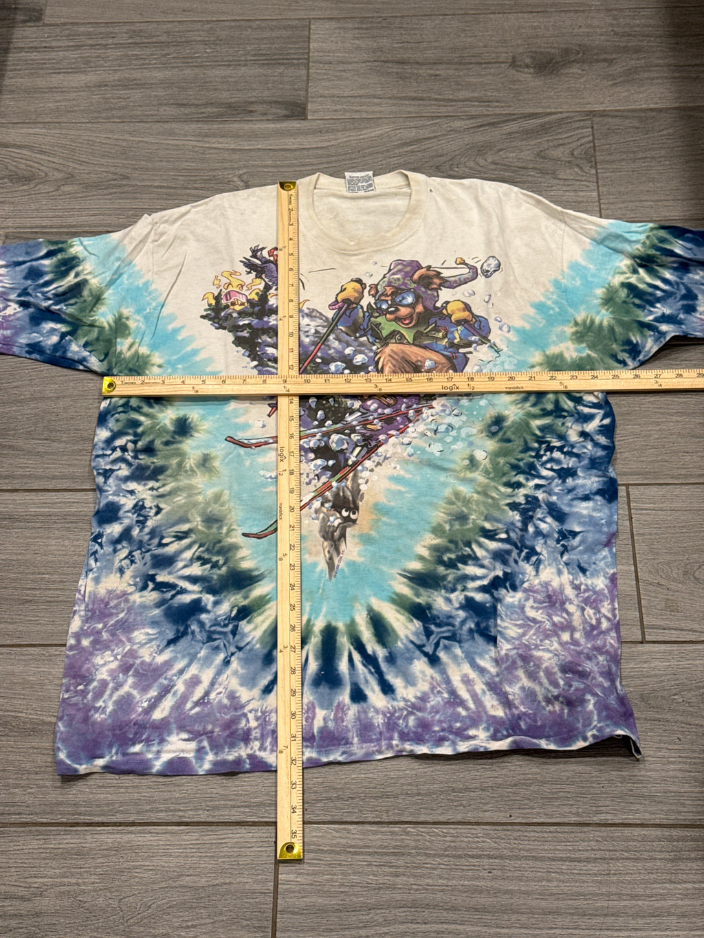 1996 Grateful Dead Ski Bear Liquid Blue Tie Dye T-Shirt 2X