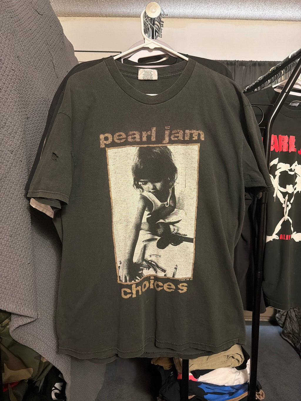 1992 Pearl Jam Choices Lee XL Black Vintage T Shirt Distressed Band