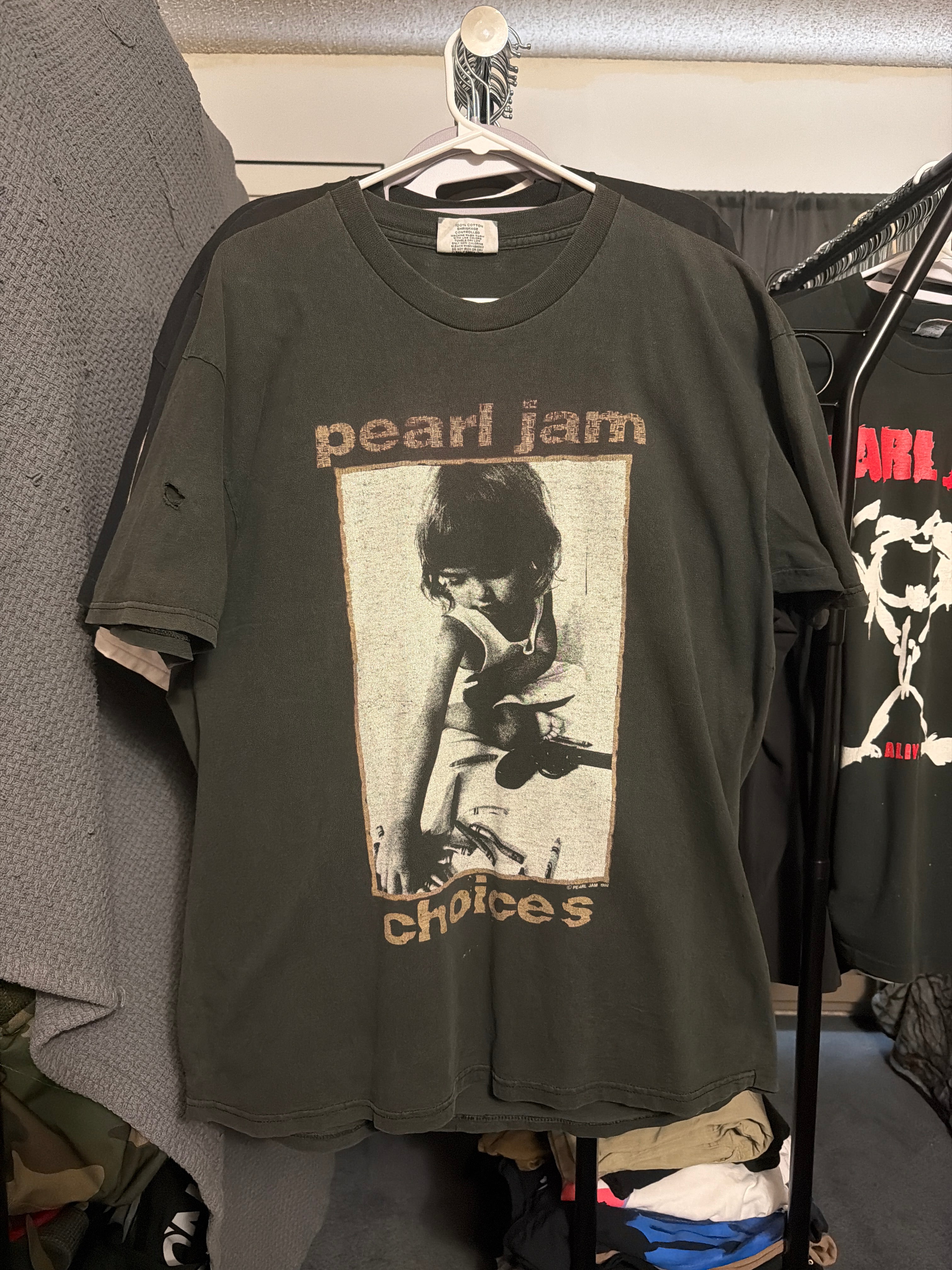 1992 Pearl Jam Choices Lee XL Black Vintage T Shirt Distressed Band