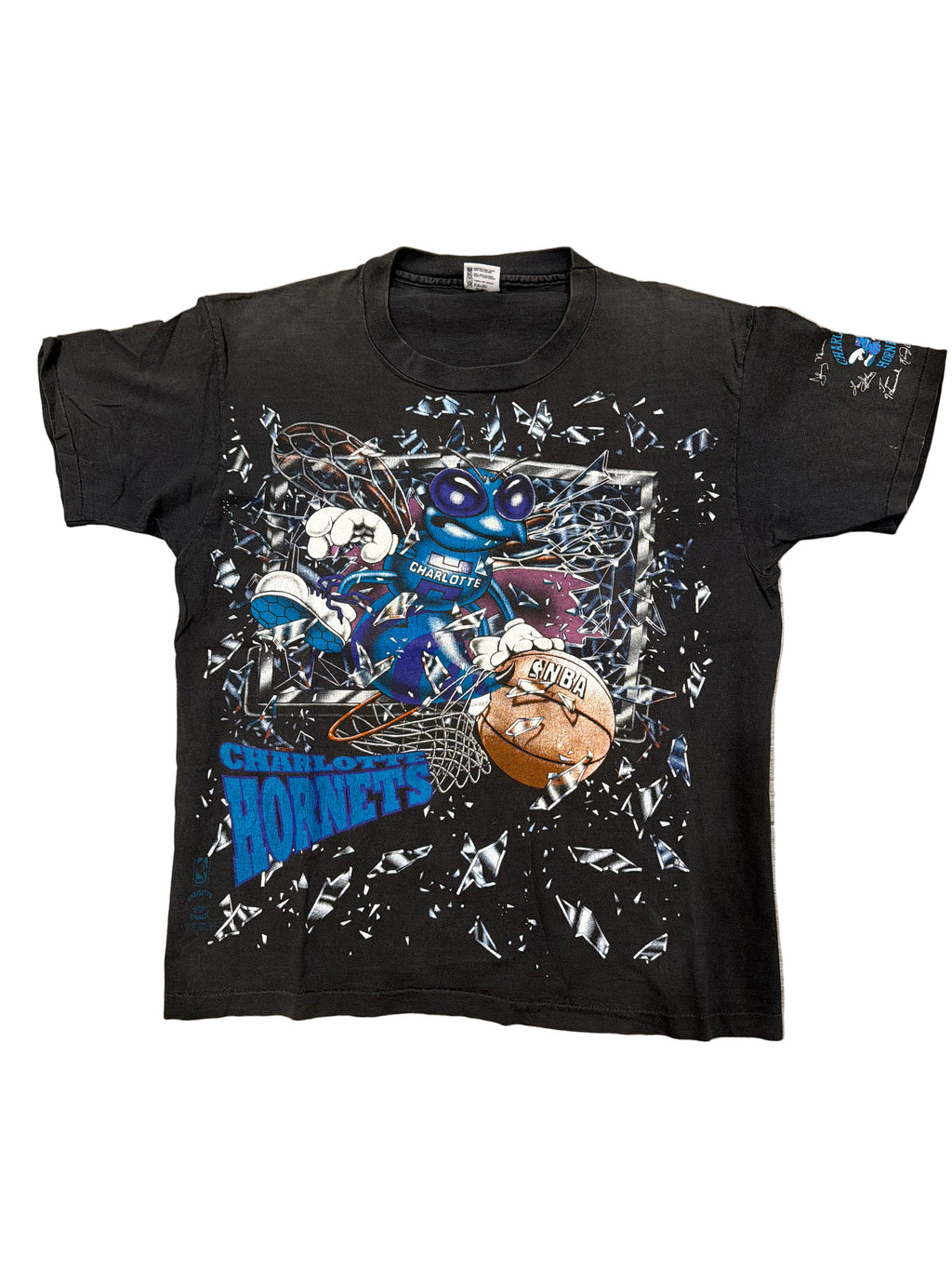 90s Charlotte Hornets Shattered Backboard Anvil T-Shirt XL