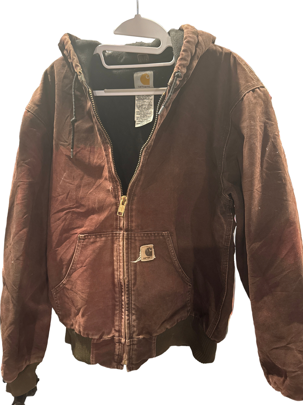 Vintage Carhartt Hoodie Jacke mit Fleece Futter Distressed Größe Medium