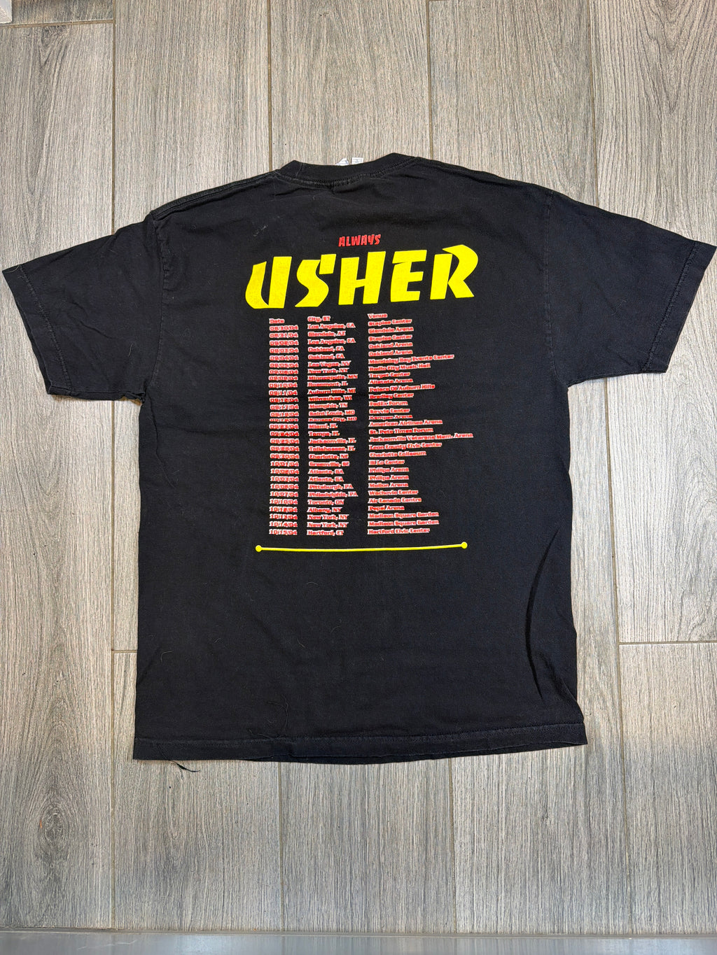 2004 Usher Always Tour Rap T-Shirt Black Dates Triple A AAA Large