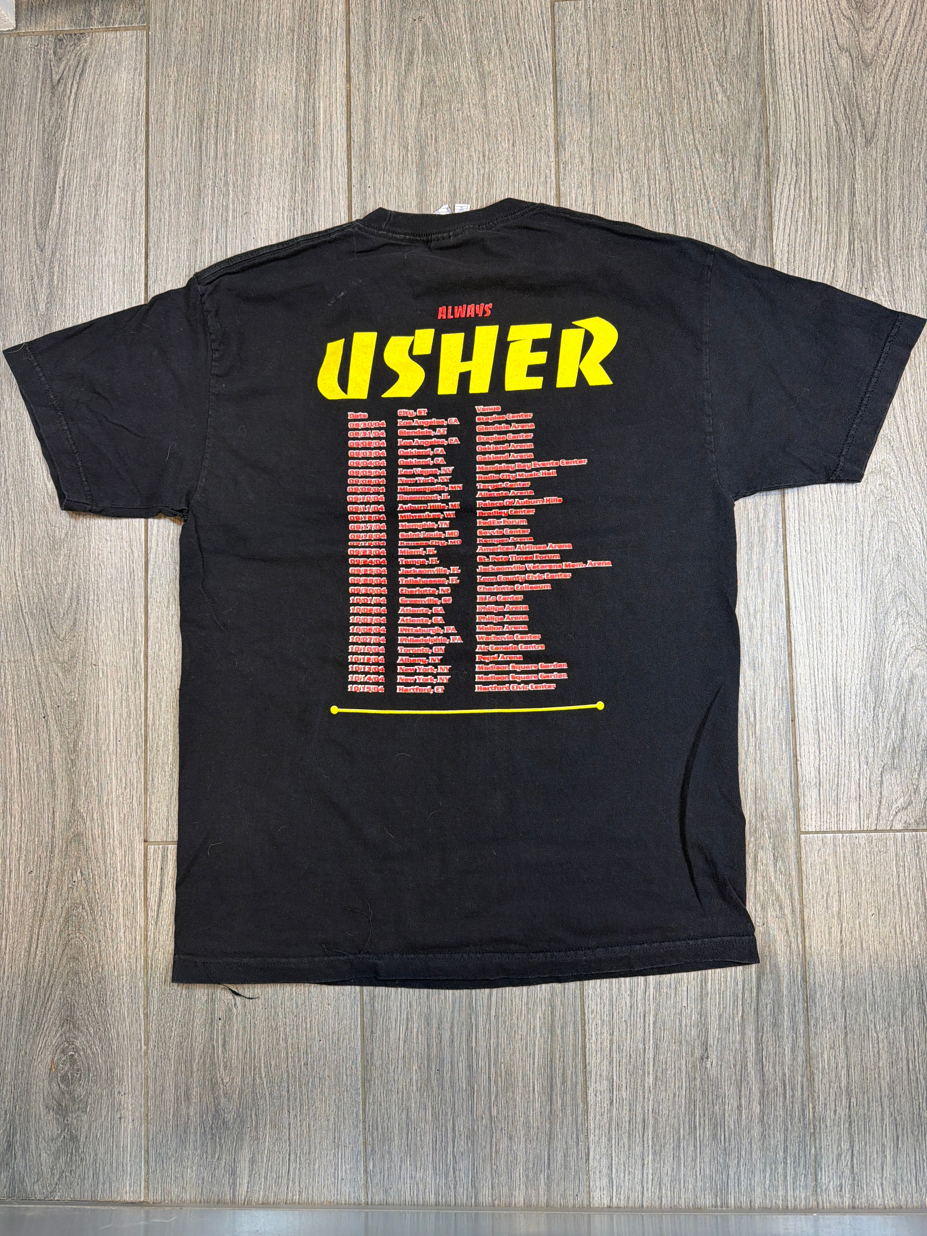 2004 Usher Always Tour Rap T-Shirt Black Dates Triple A AAA Large