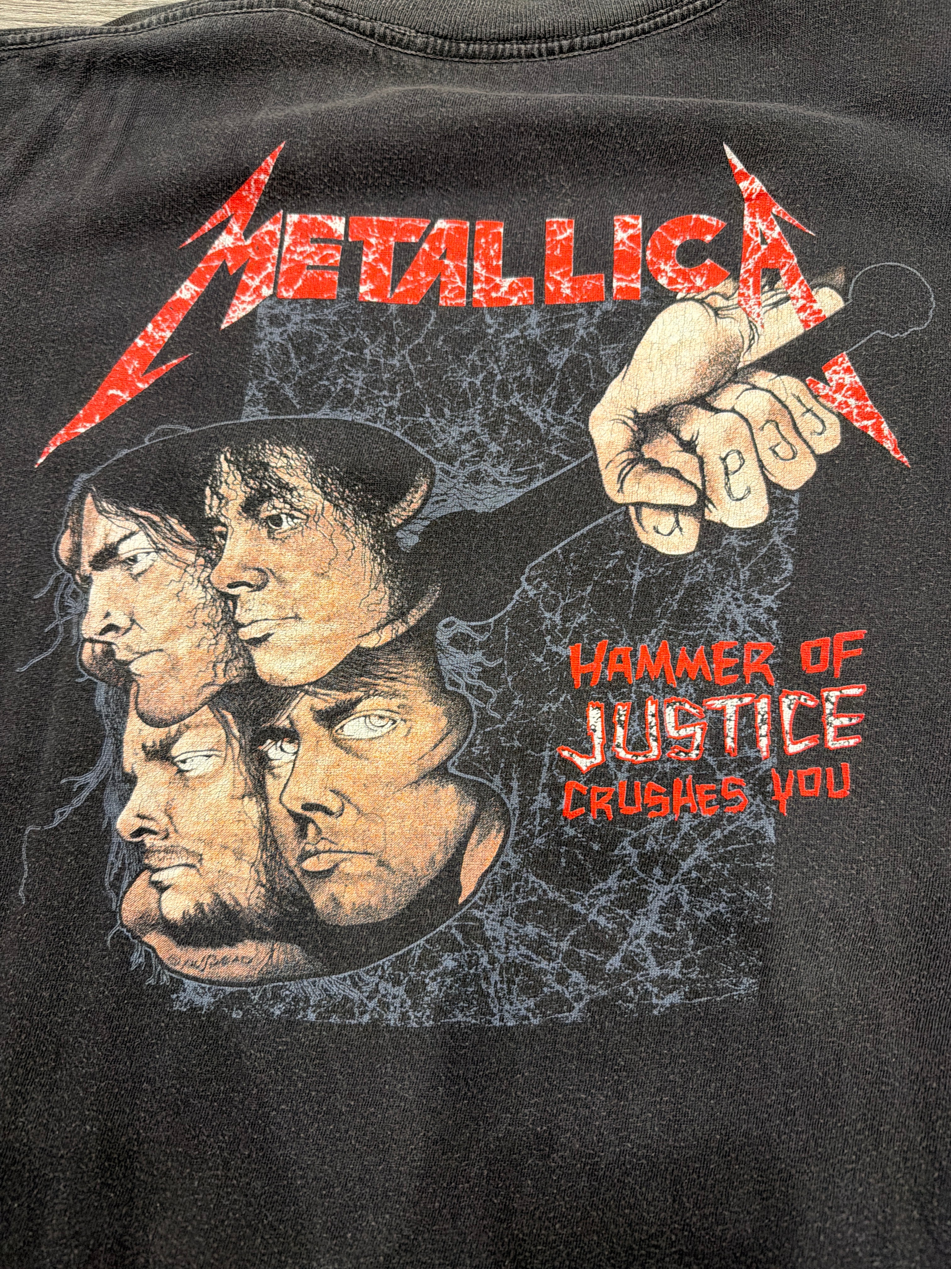 1988 Metallica ...And Justice For All Hammer Black T-Shirt Large