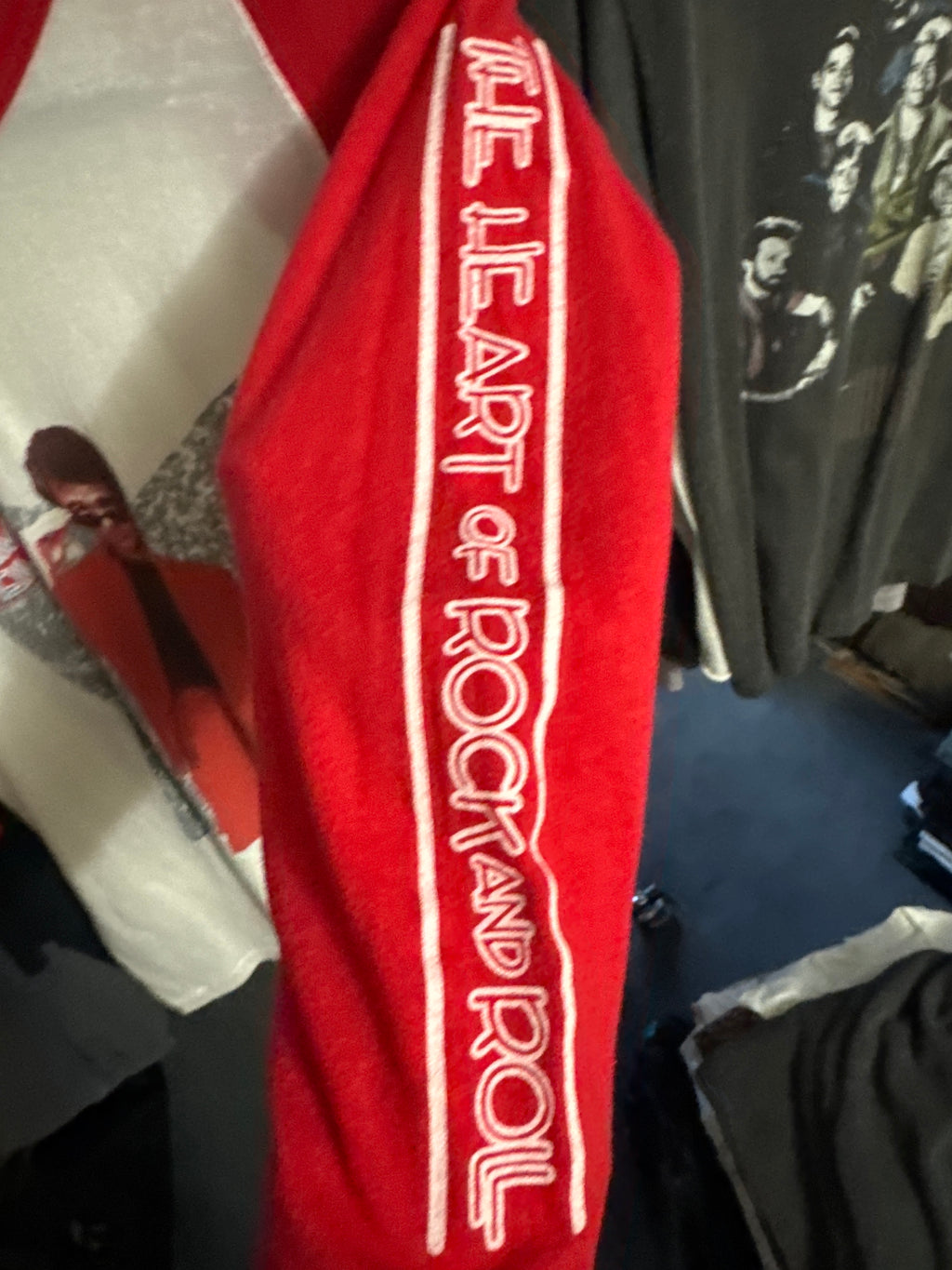 80s Huey Lewis and the News Better T-Shirt Raglan 3/4 Red/White Large