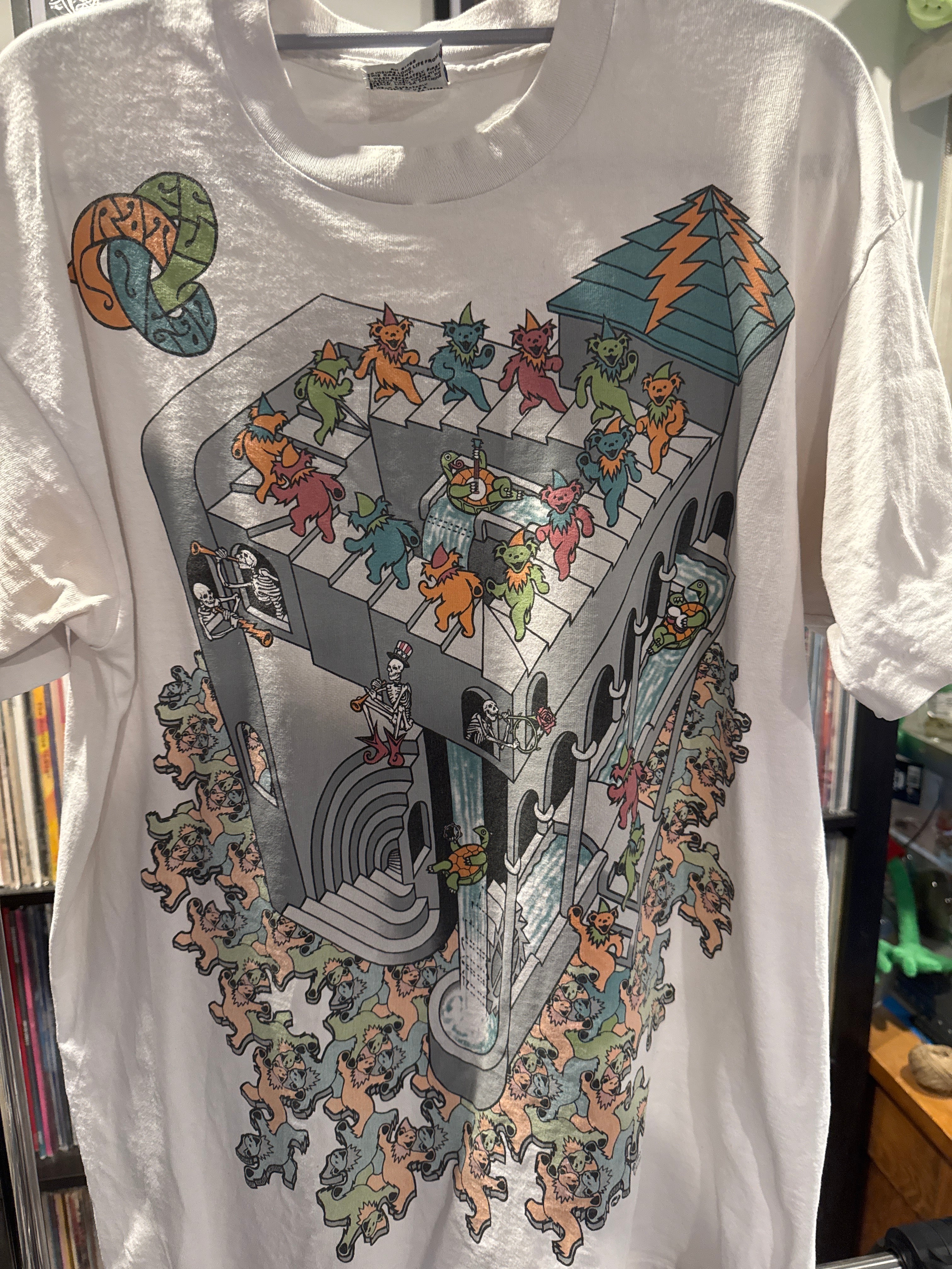 1993 Grateful Dead MC Escher Liquid Blue L White Rare